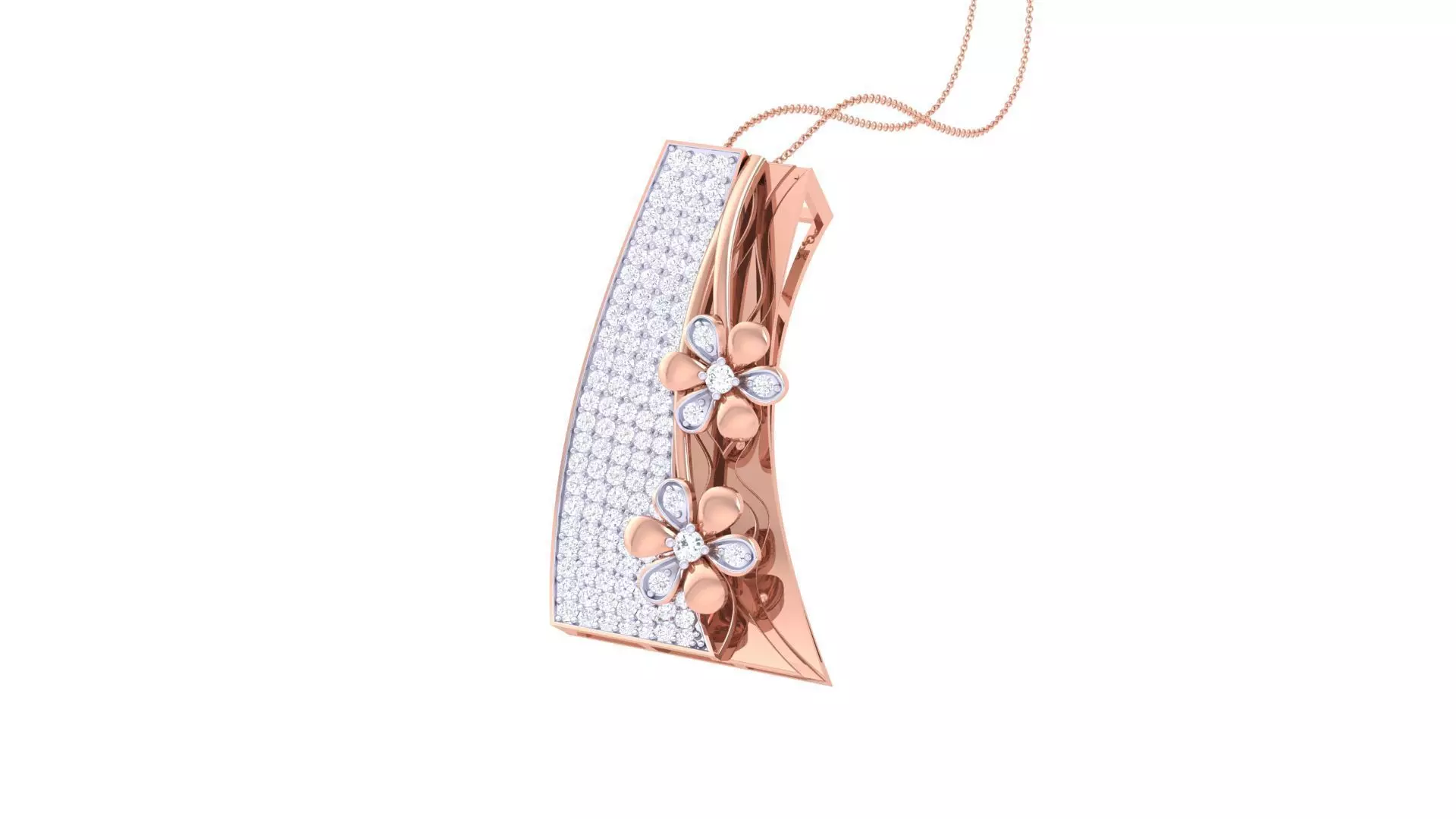 Flower High Jewelry Pendant Necklace 3dm stl 3mf obj glb render 3D print model_0