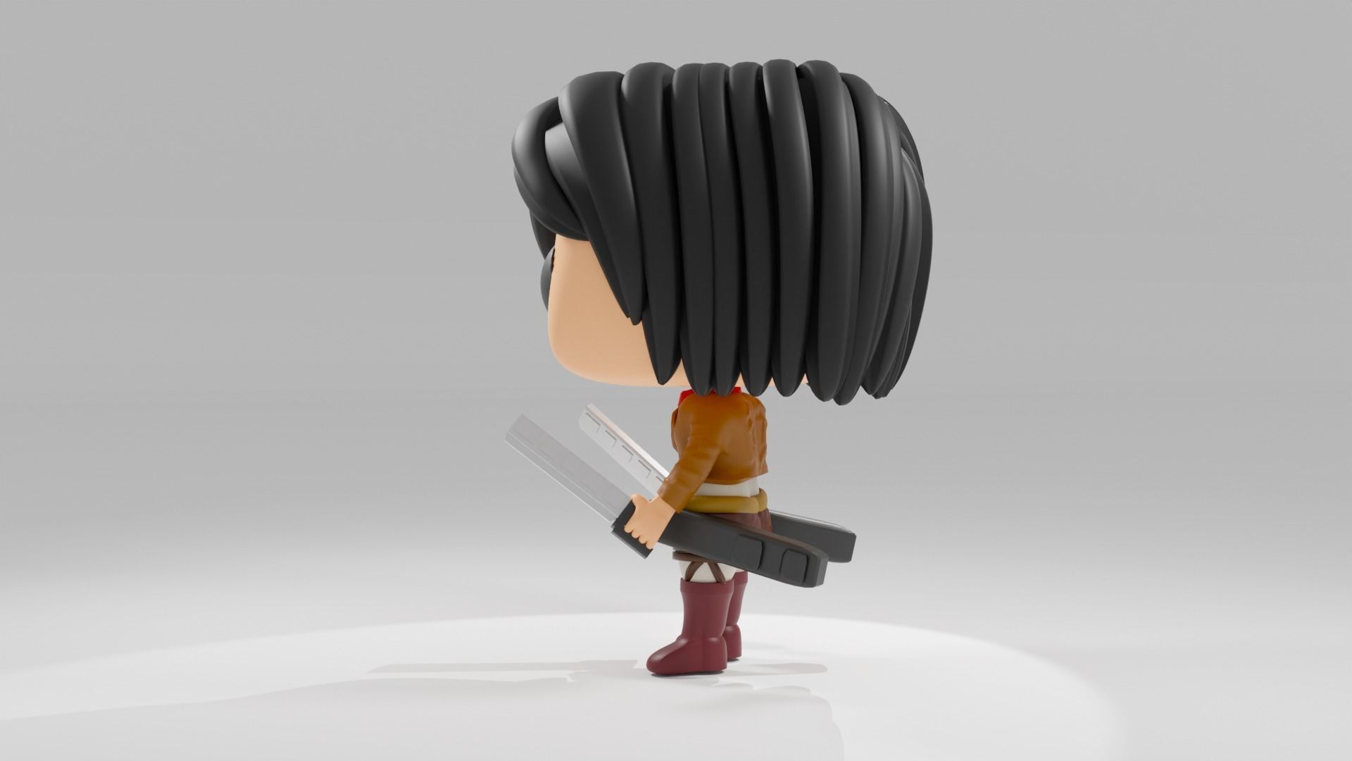 Mikasa Ackerman funko pop from Attack on Titan 3D model_11