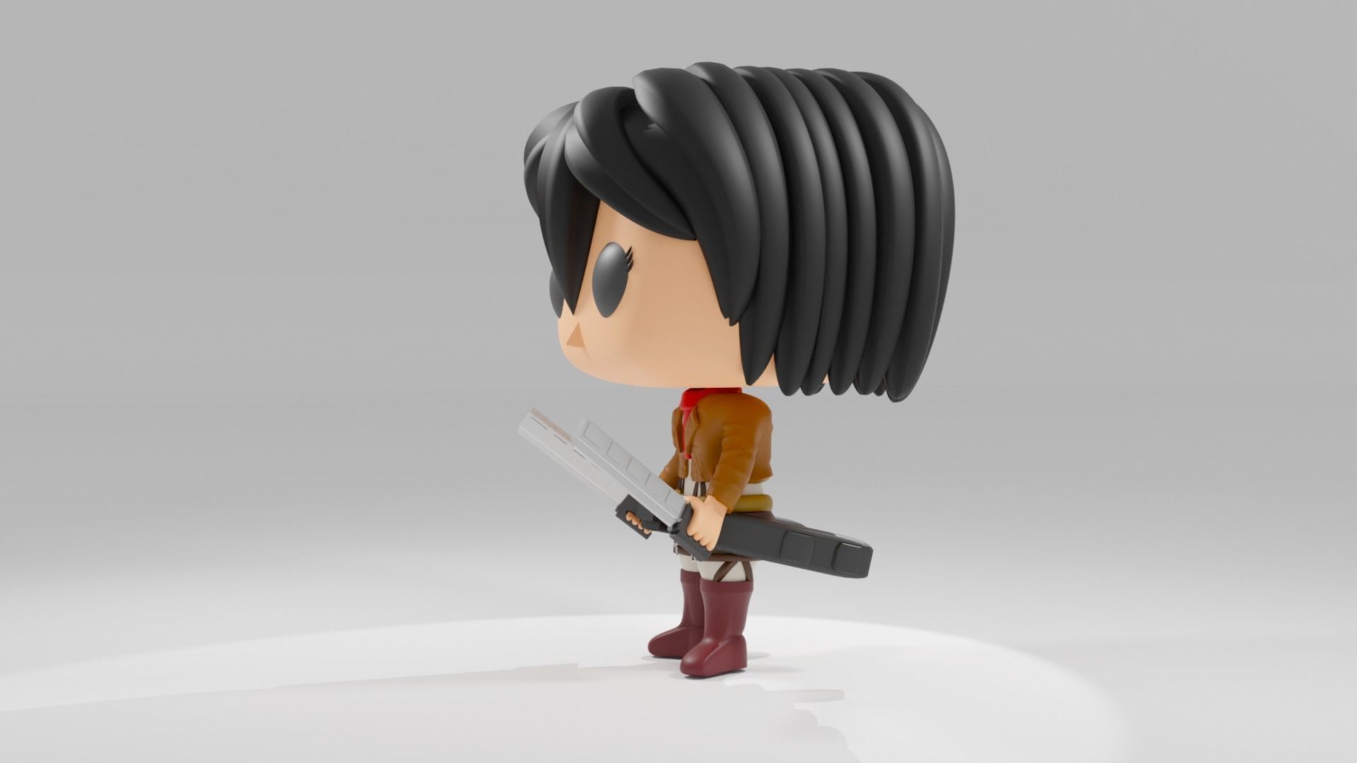 Mikasa Ackerman funko pop from Attack on Titan 3D model_1