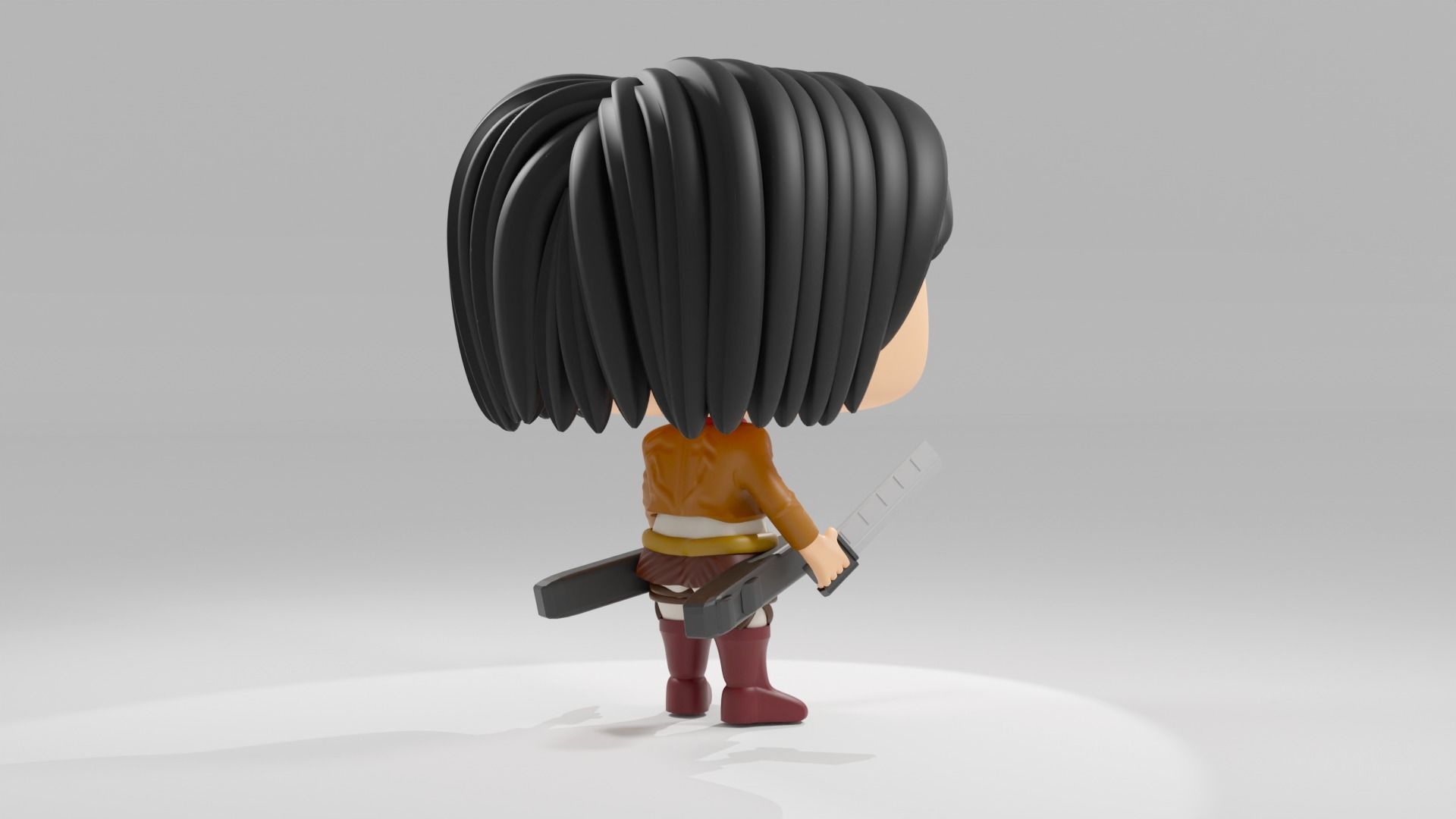 Mikasa Ackerman funko pop from Attack on Titan 3D model_7