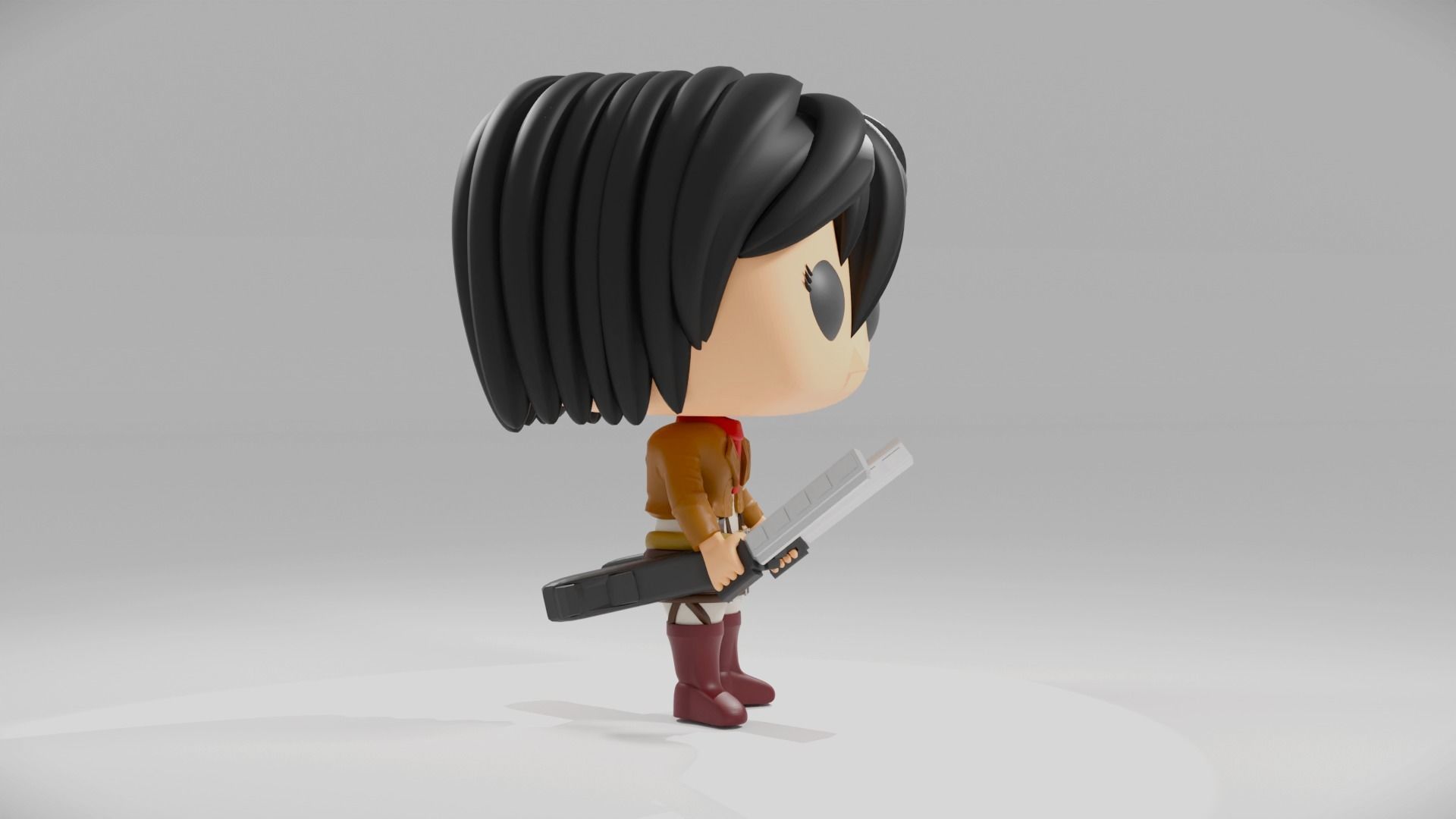 Mikasa Ackerman funko pop from Attack on Titan 3D model_5