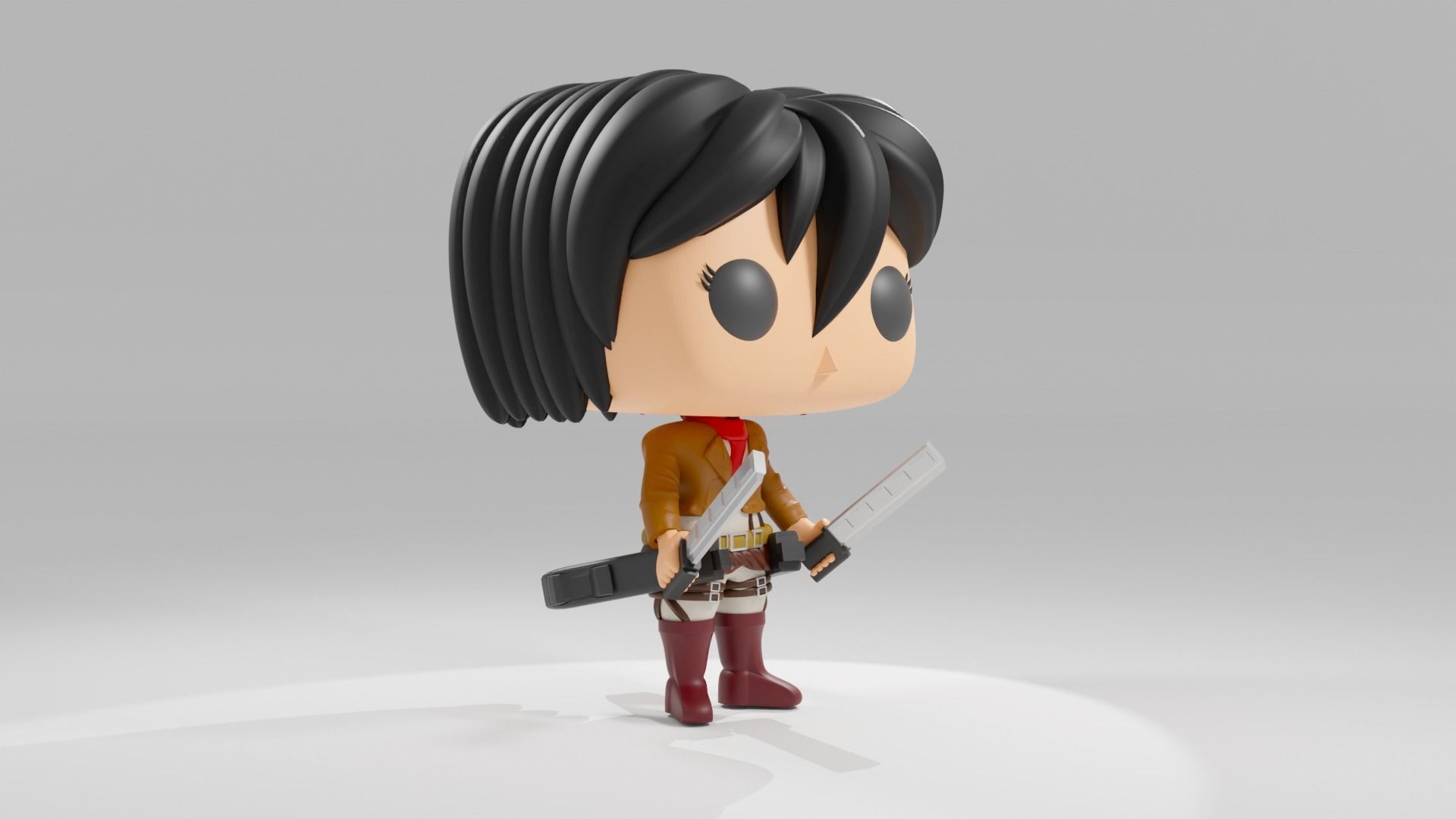 Mikasa Ackerman funko pop from Attack on Titan 3D model_4