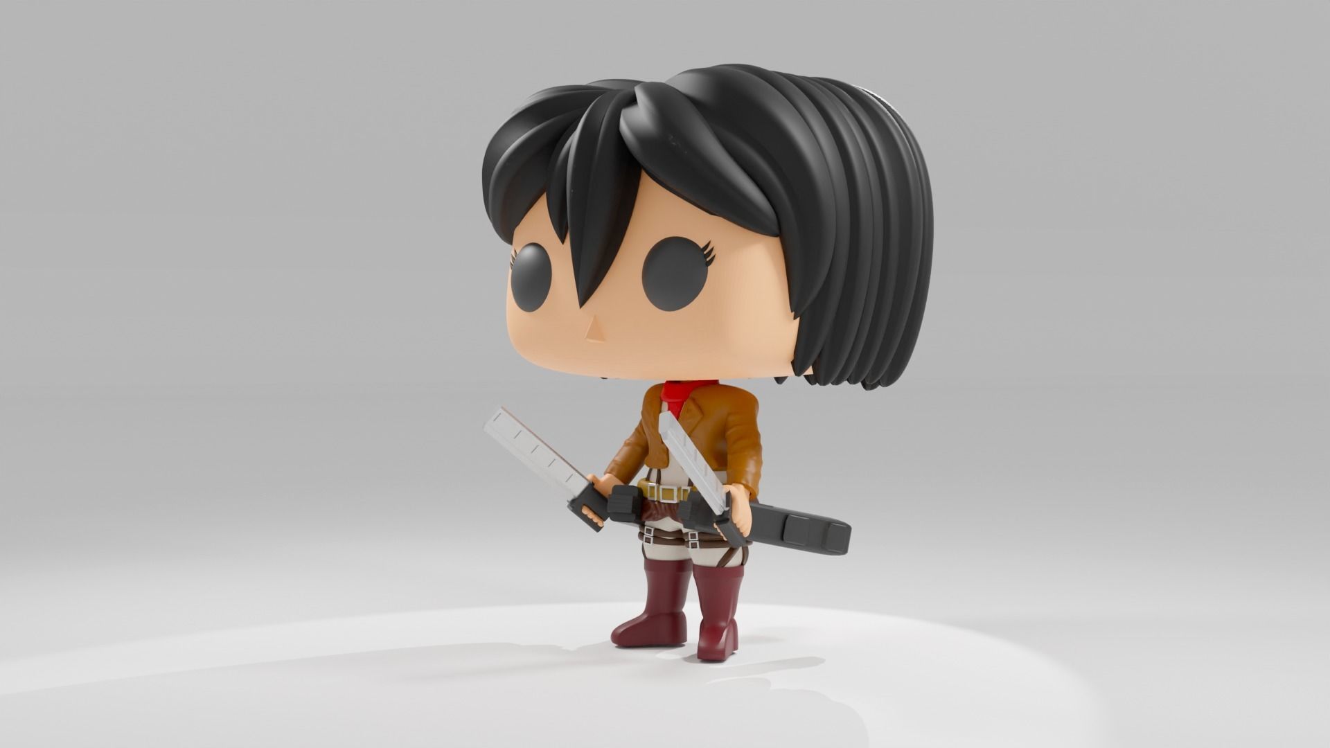 Mikasa Ackerman funko pop from Attack on Titan 3D model_2