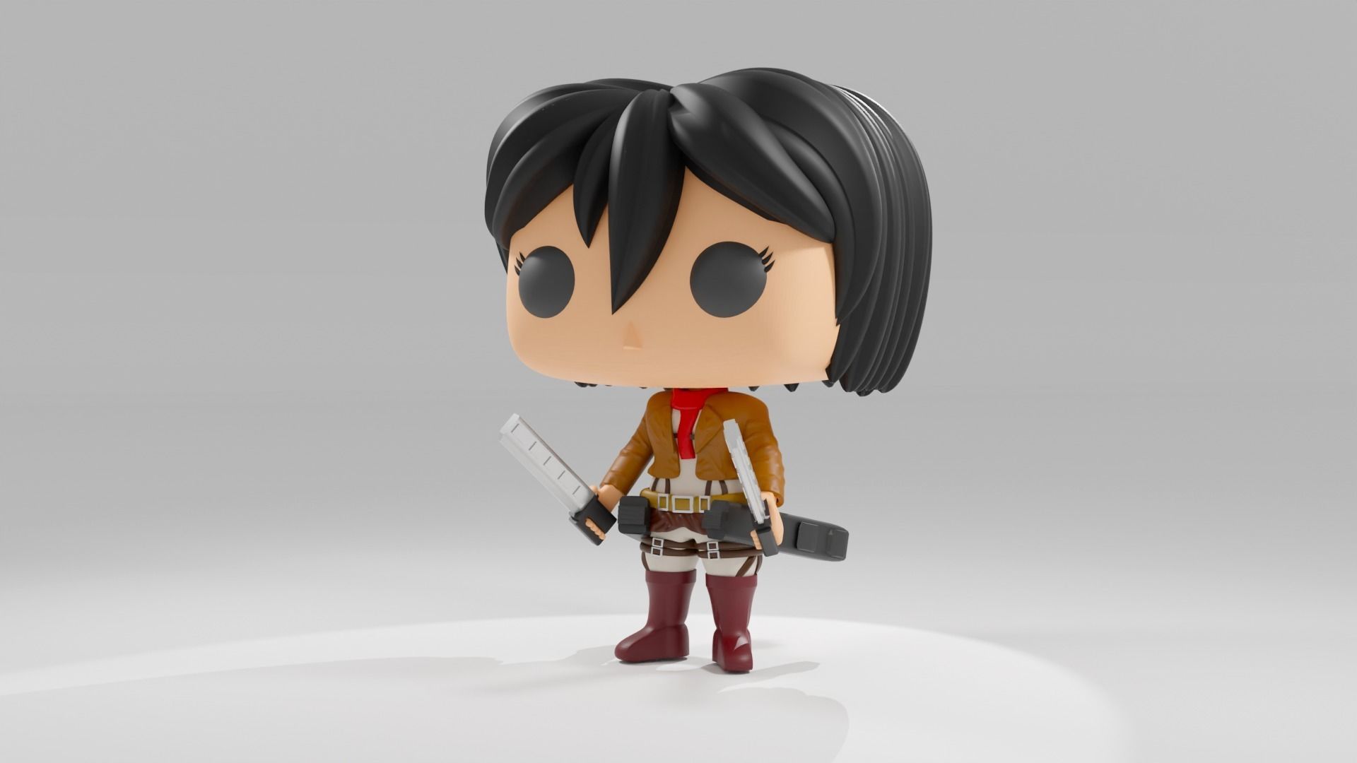 Mikasa Ackerman funko pop from Attack on Titan 3D model_3