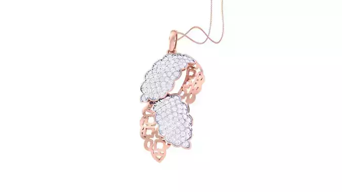 Leaves High Jewelry Pendant Necklace 3dm stl 3mf obj glb render