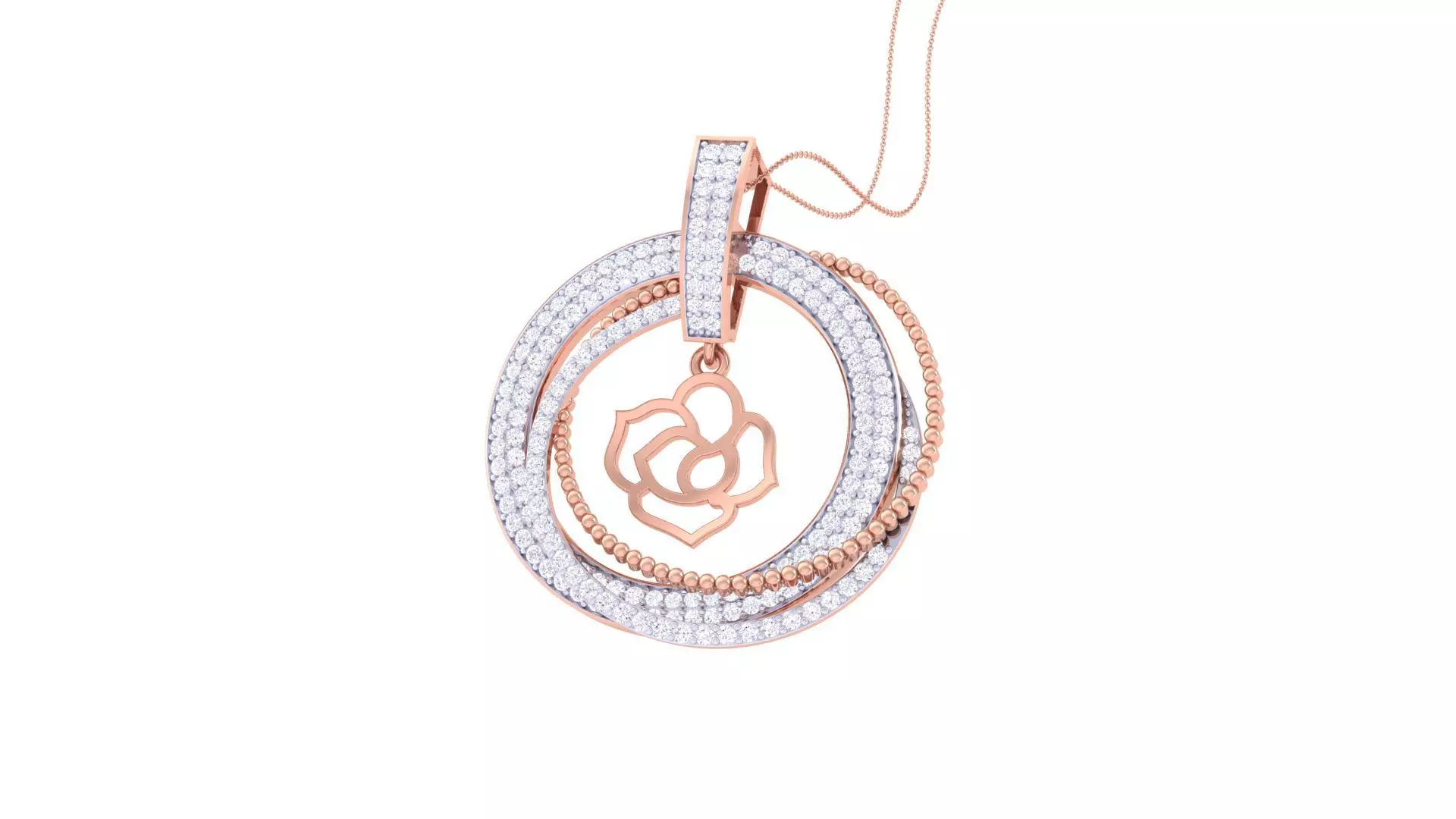 Hanging Lotus High Jewelry Pendant Necklace 3dm stl 3mf obj glb  3D print model_0