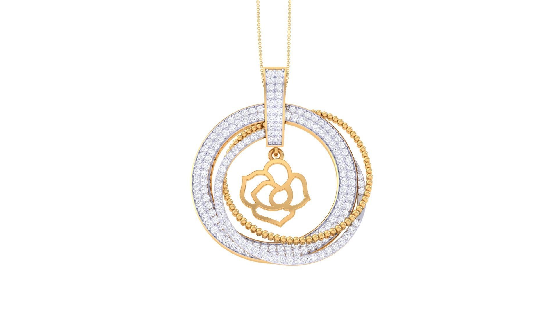 Hanging Lotus High Jewelry Pendant Necklace 3dm stl 3mf obj glb  3D print model_5