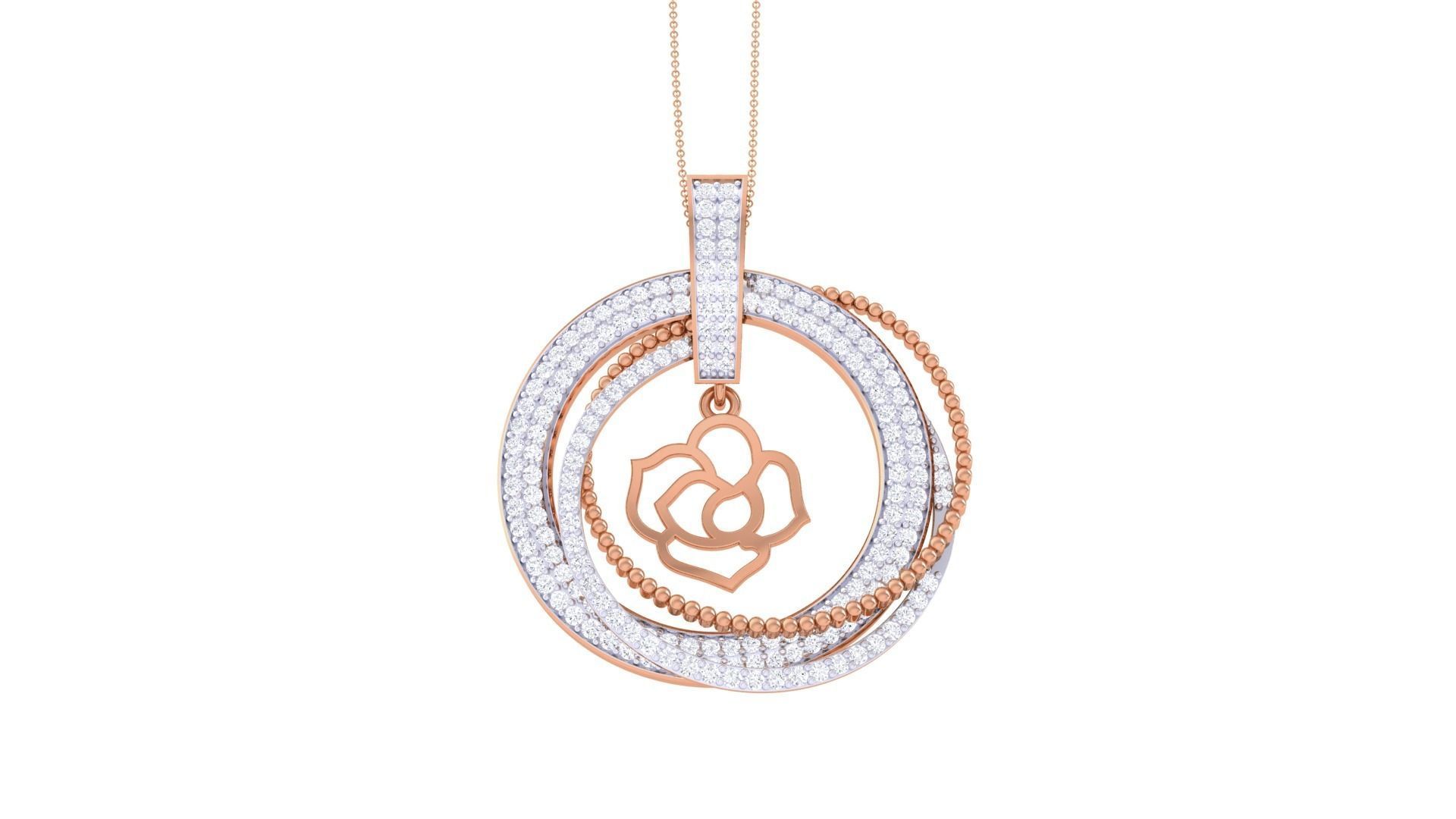 Hanging Lotus High Jewelry Pendant Necklace 3dm stl 3mf obj glb  3D print model_7