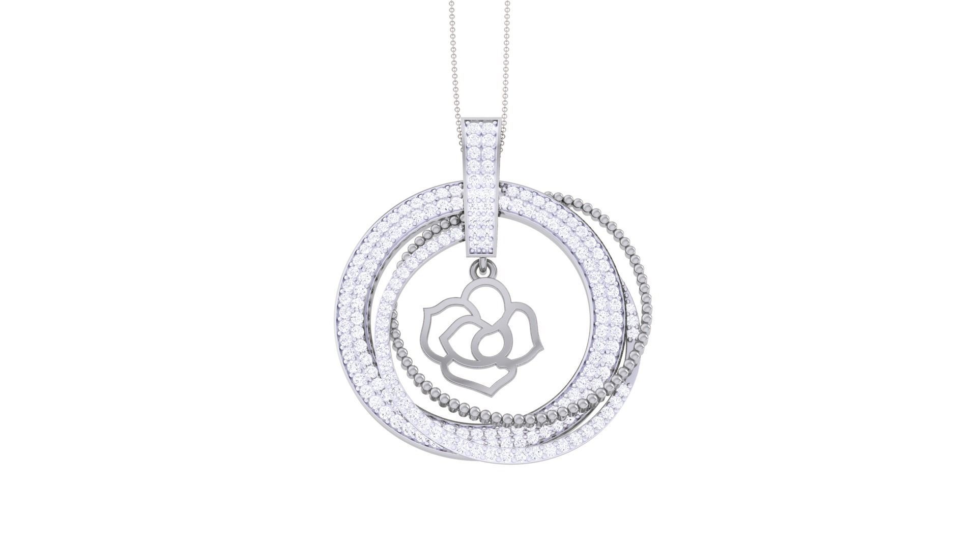 Hanging Lotus High Jewelry Pendant Necklace 3dm stl 3mf obj glb  3D print model_6