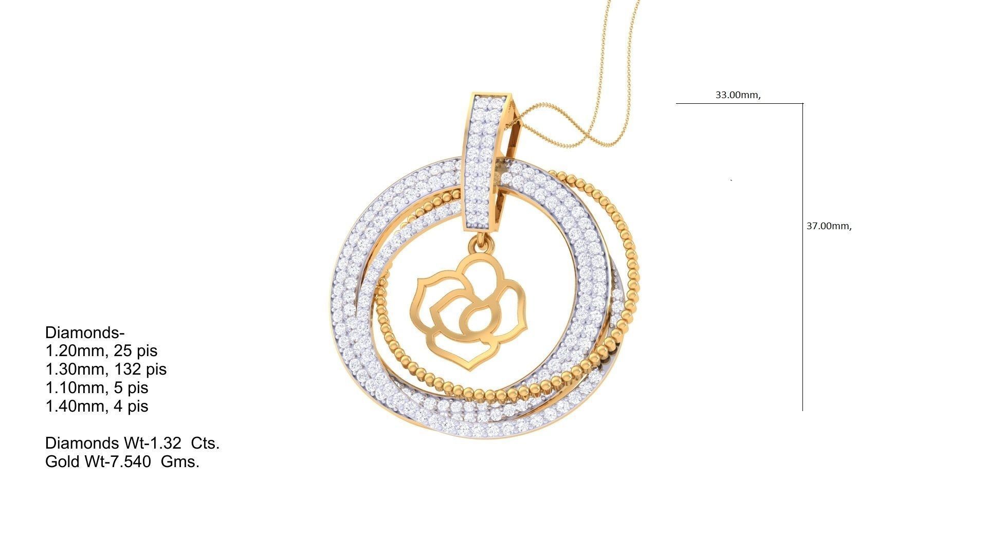 Hanging Lotus High Jewelry Pendant Necklace 3dm stl 3mf obj glb  3D print model_1