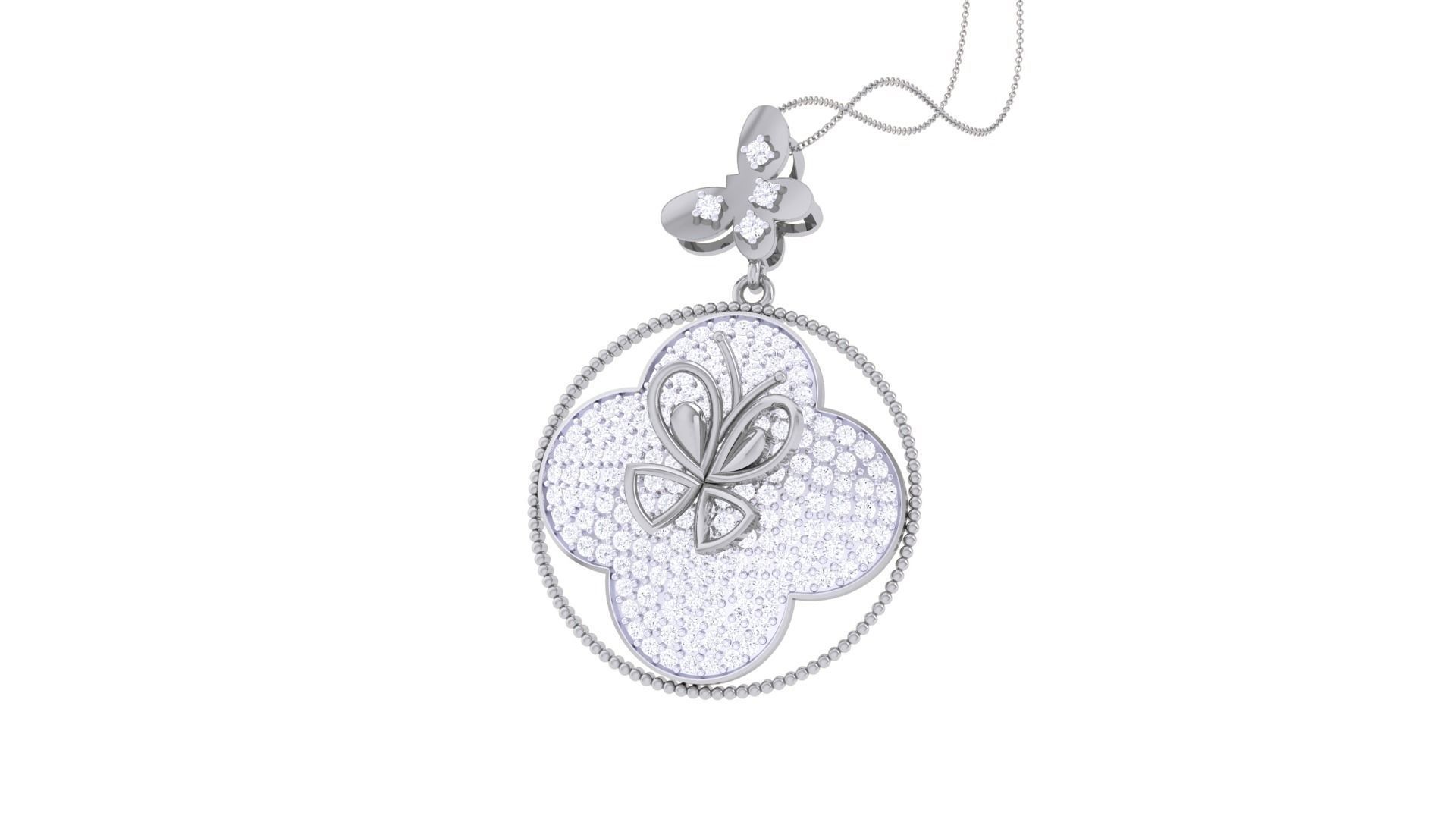 Butterfly High Jewelry Pendant Necklace 3dm stl 3mf obj glb  3D print model_4