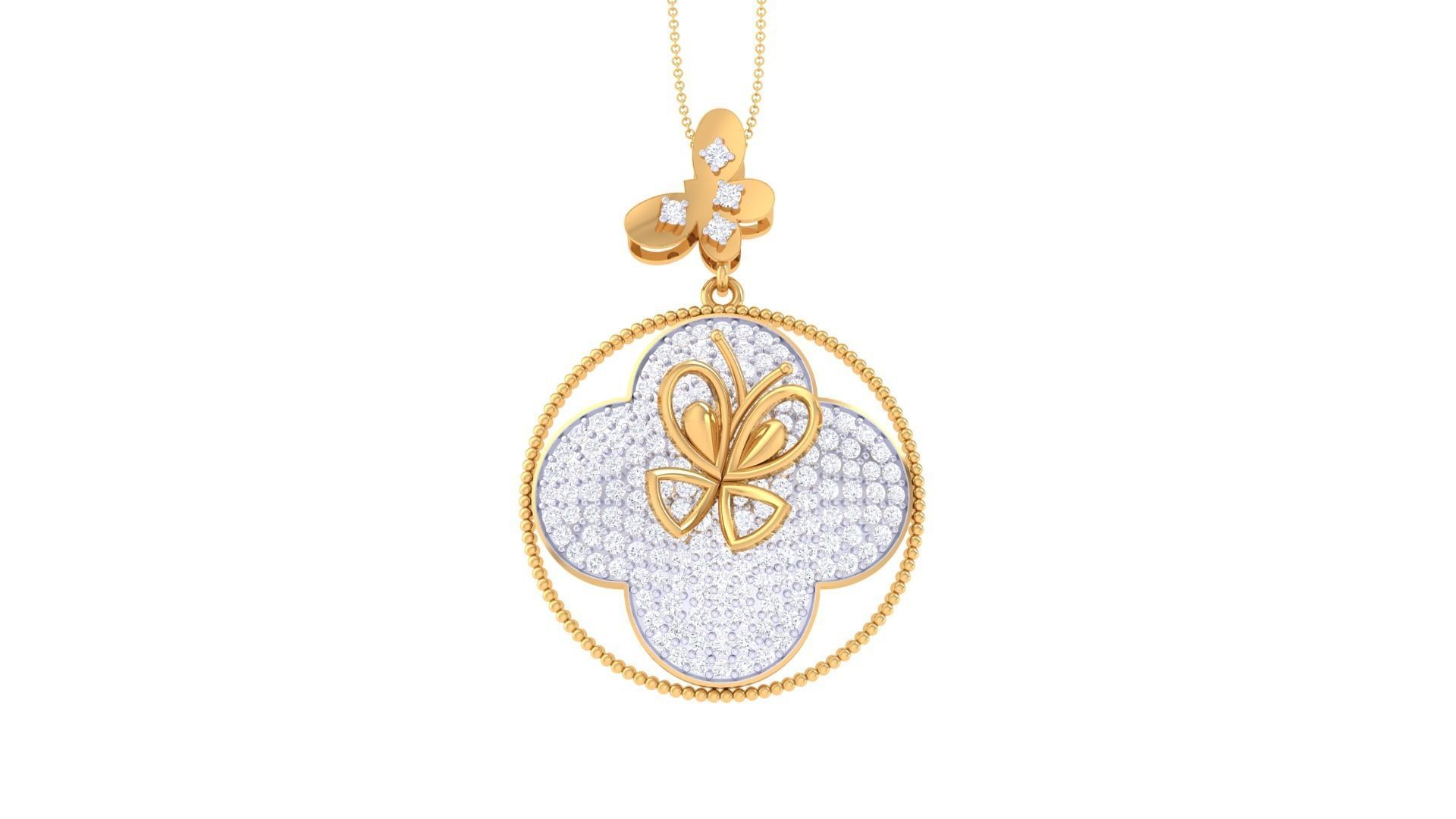 Butterfly High Jewelry Pendant Necklace 3dm stl 3mf obj glb  3D print model_6