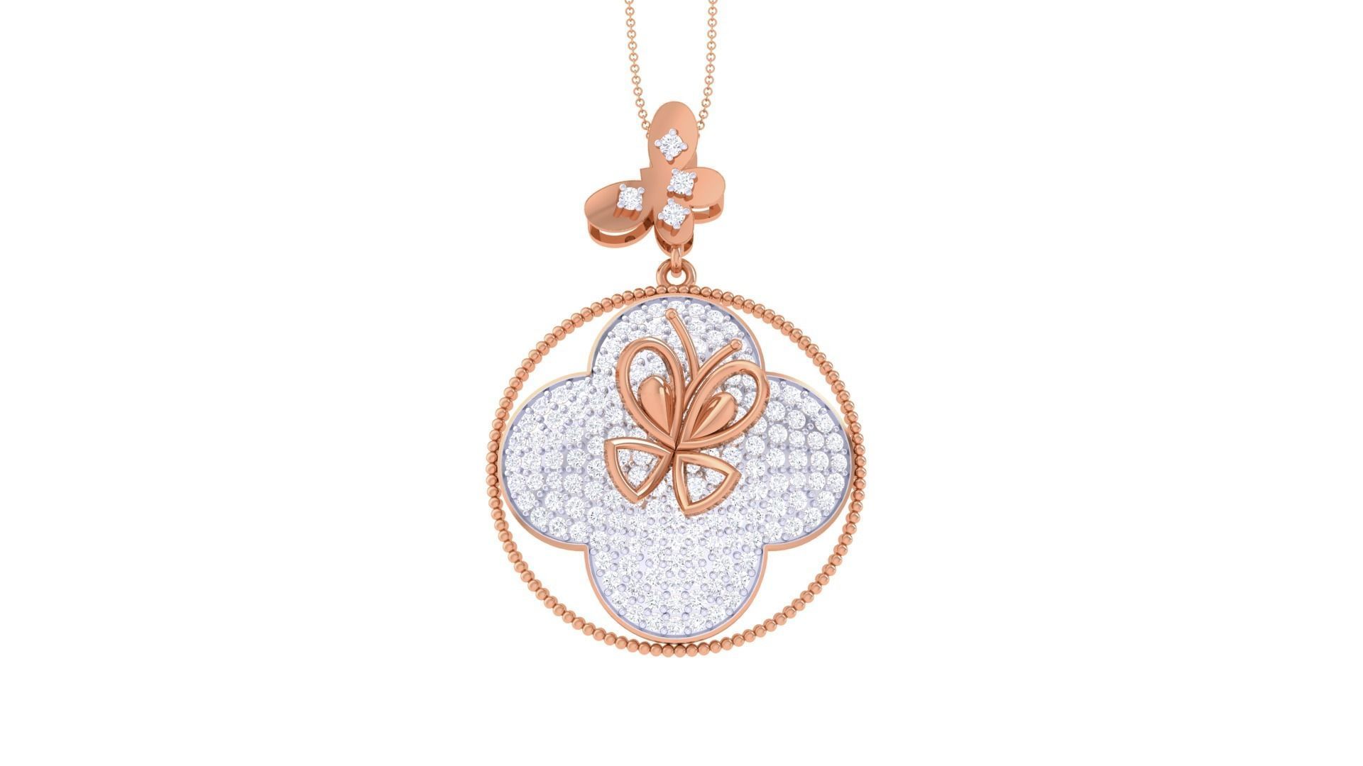 Butterfly High Jewelry Pendant Necklace 3dm stl 3mf obj glb  3D print model_7