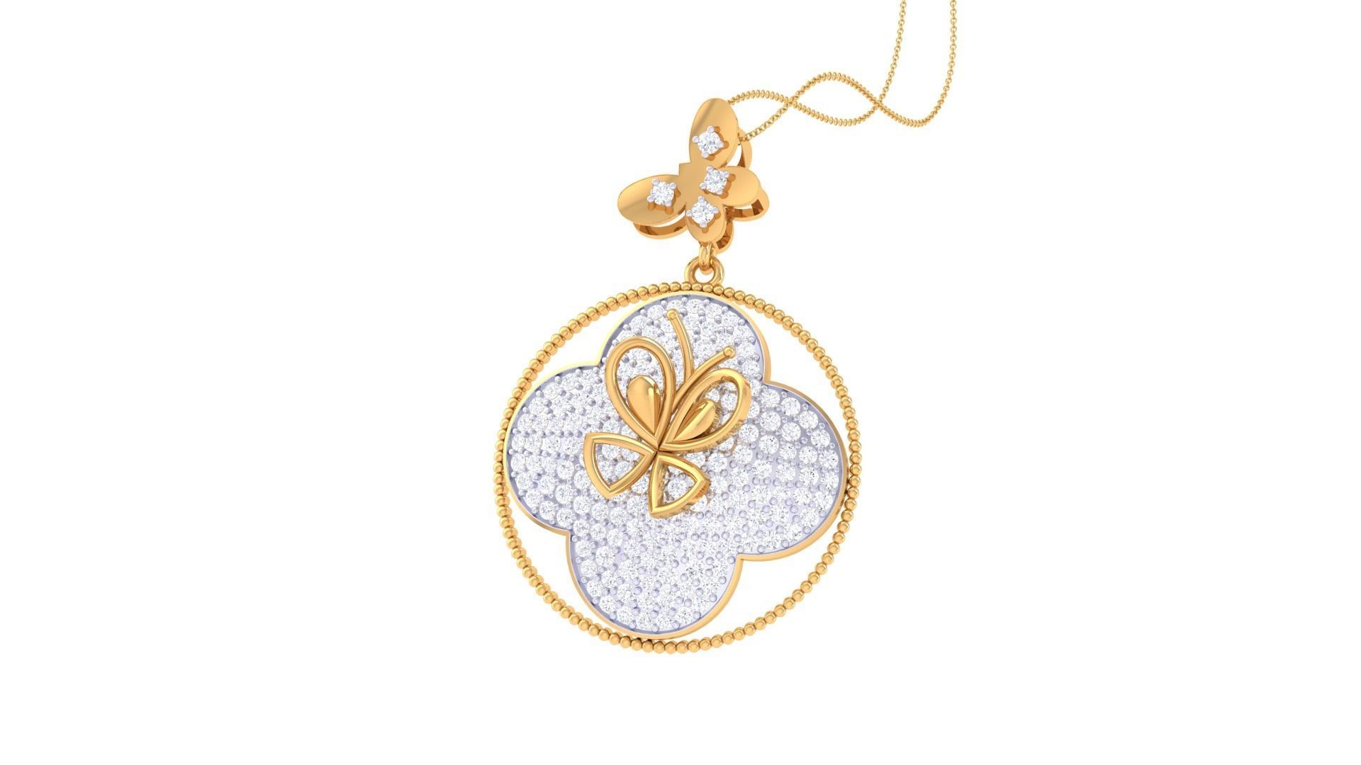Butterfly High Jewelry Pendant Necklace 3dm stl 3mf obj glb  3D print model_2