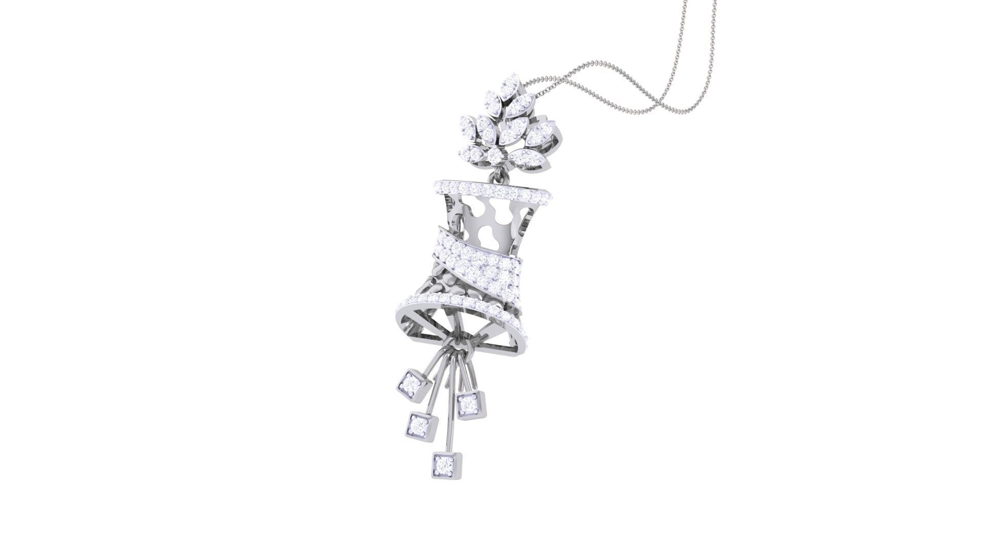 Flower High Jewelry Pendant Necklace 3dm stl 3mf obj glb render 3D print model_2