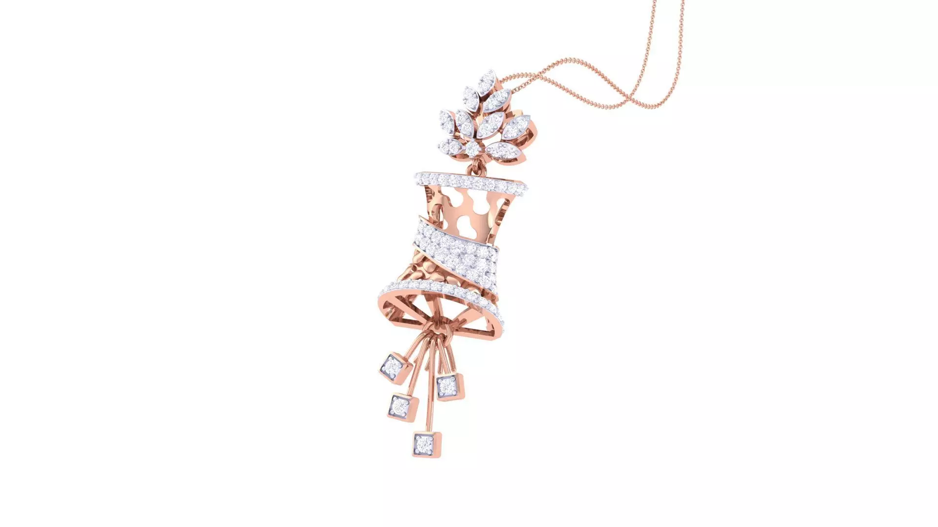 Flower High Jewelry Pendant Necklace 3dm stl 3mf obj glb render 3D print model_0