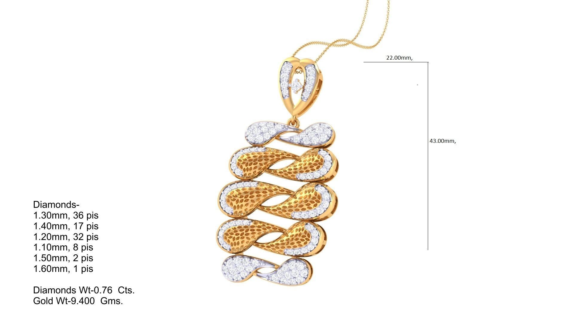 High Jewelry Pendant Necklace 3dm stl 3mf obj glb render 3D print model_1