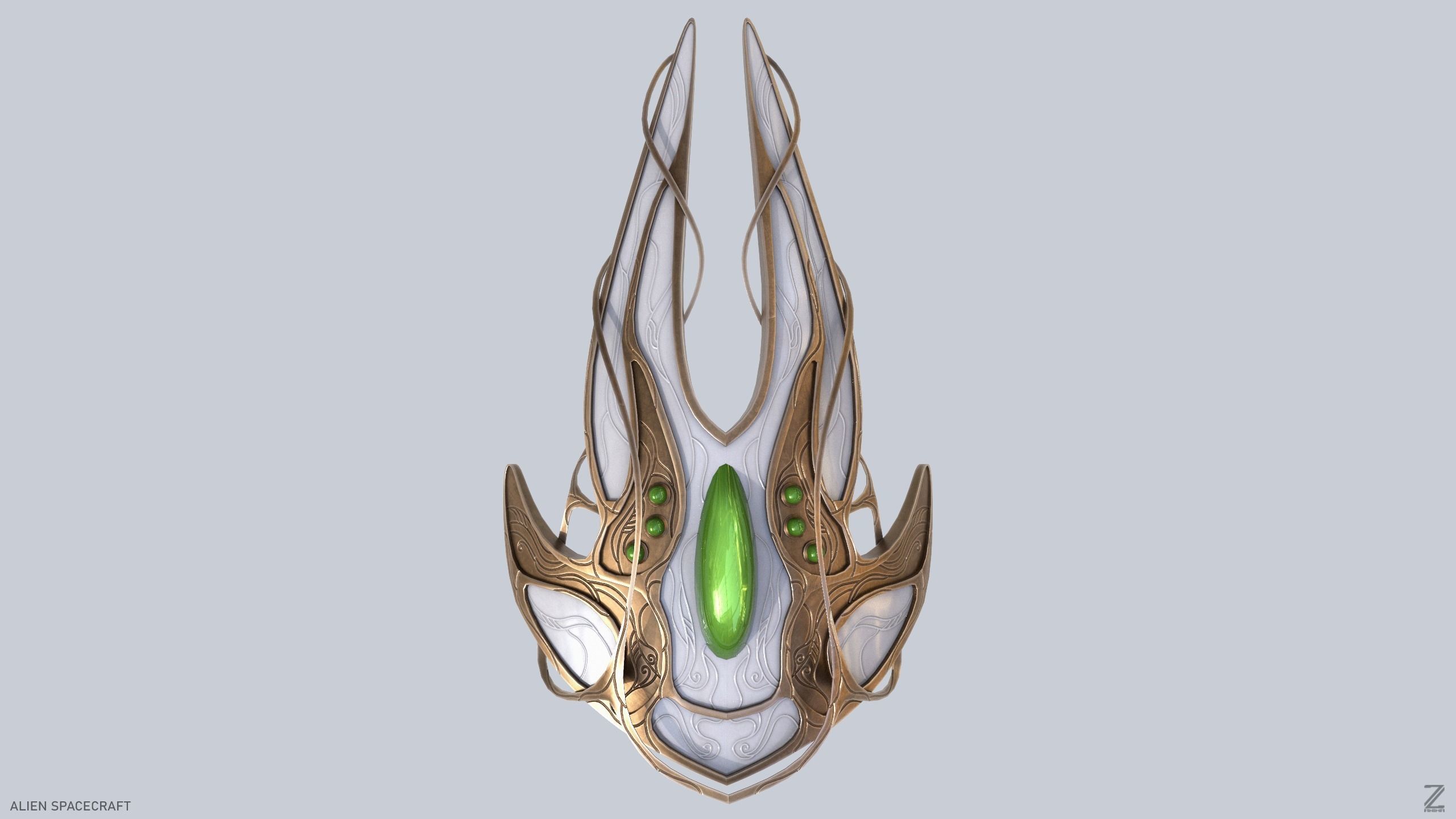 Alien spacecraft Low-poly 3D model_4