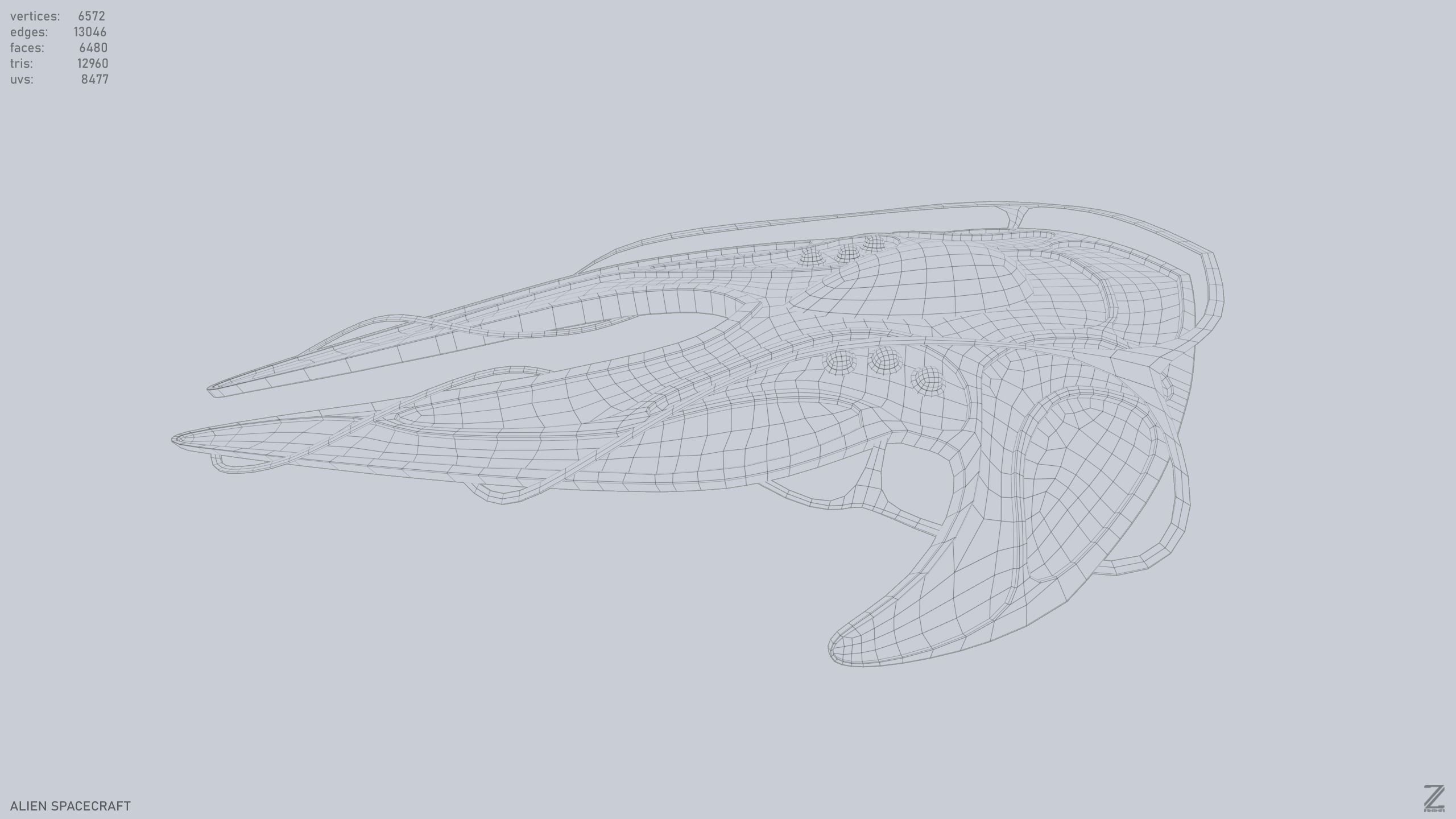 Alien spacecraft Low-poly 3D model_9