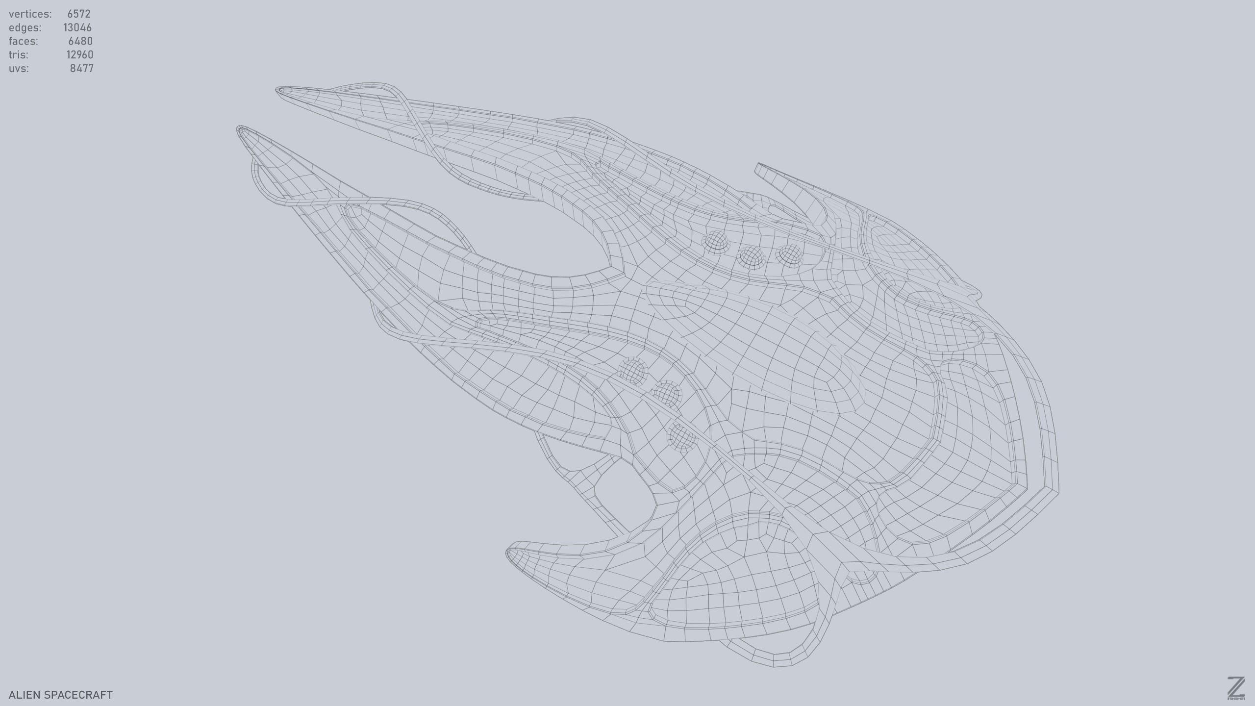 Alien spacecraft Low-poly 3D model_10