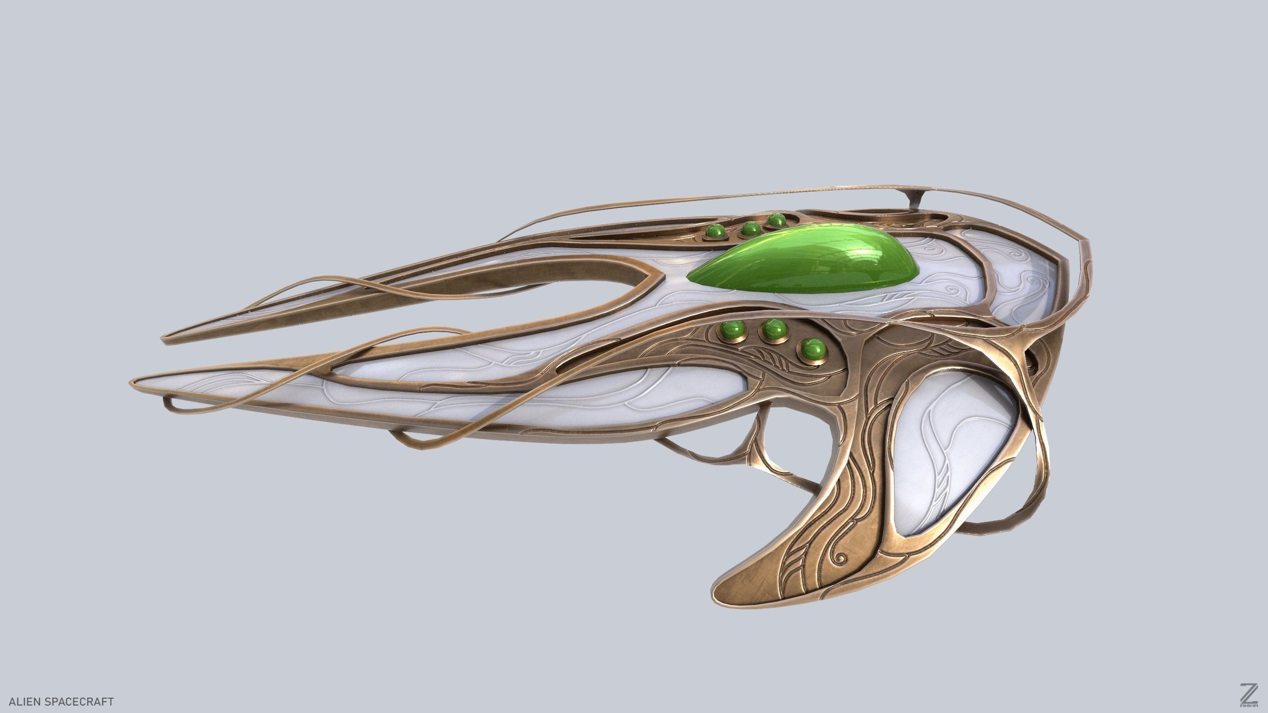 Alien spacecraft Low-poly 3D model_1