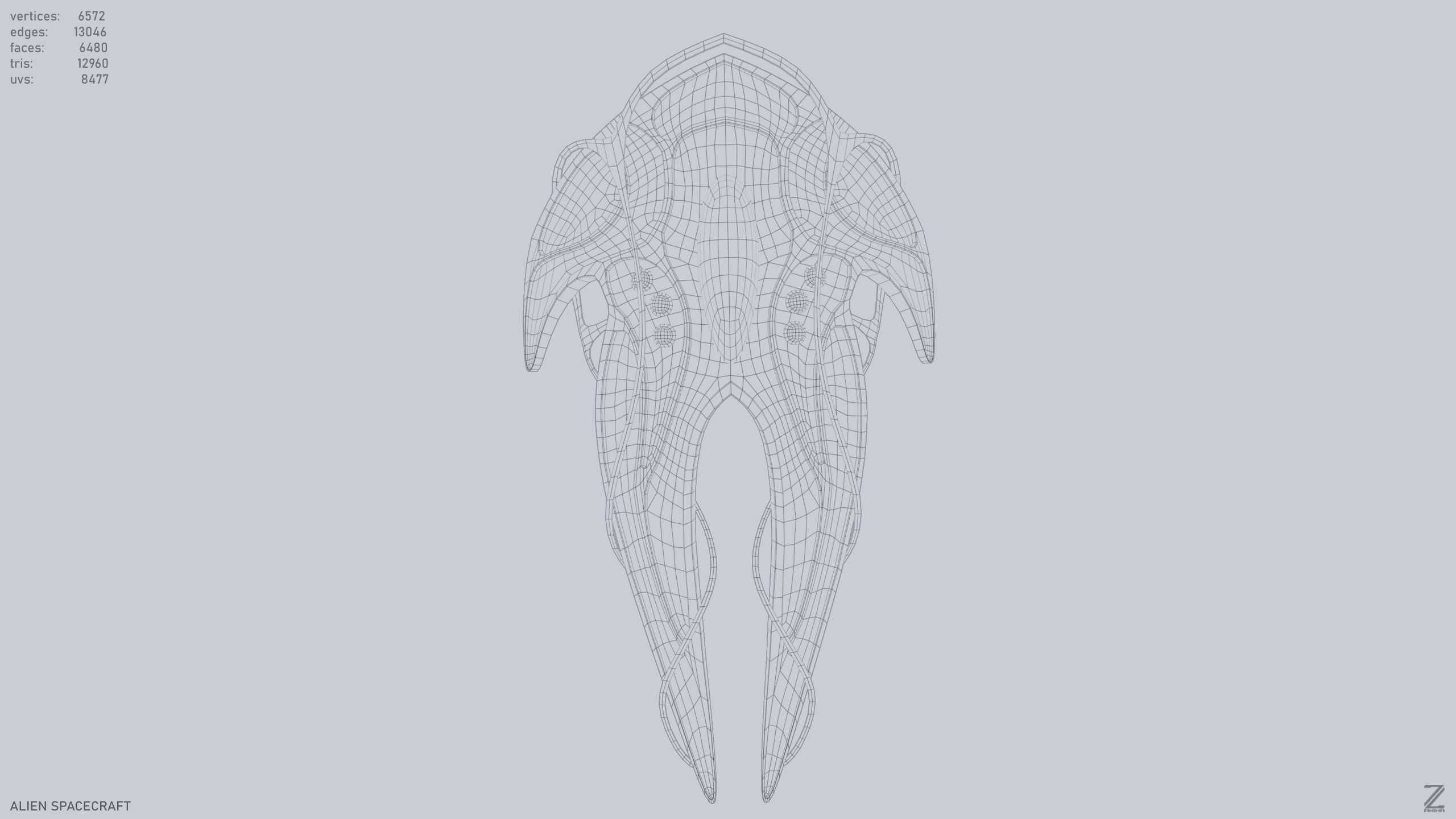 Alien spacecraft Low-poly 3D model_14