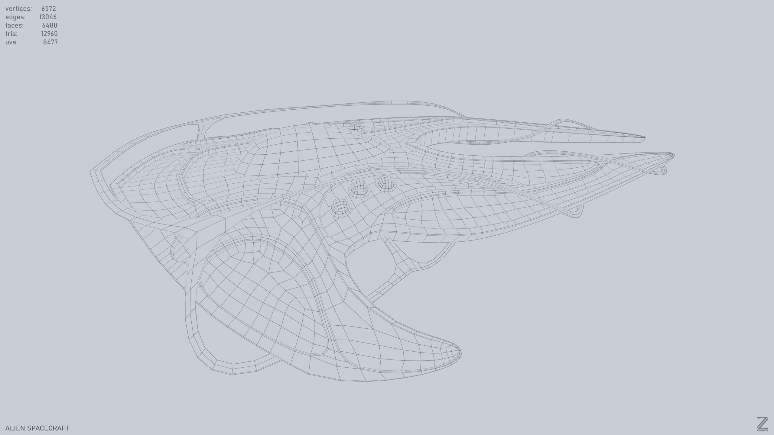 Alien spacecraft Low-poly 3D model_12