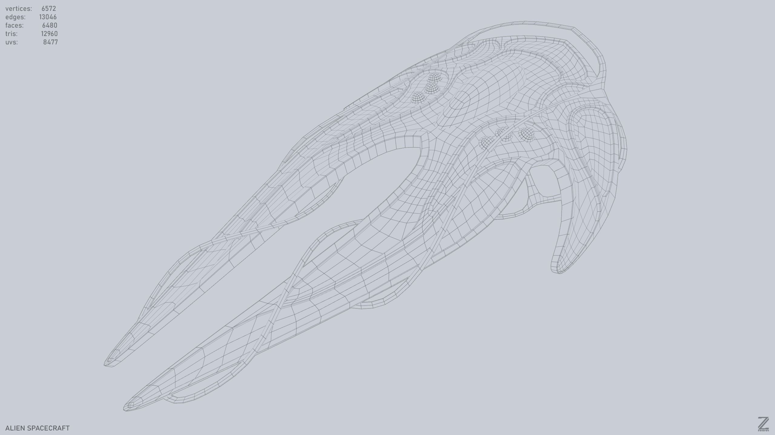 Alien spacecraft Low-poly 3D model_8