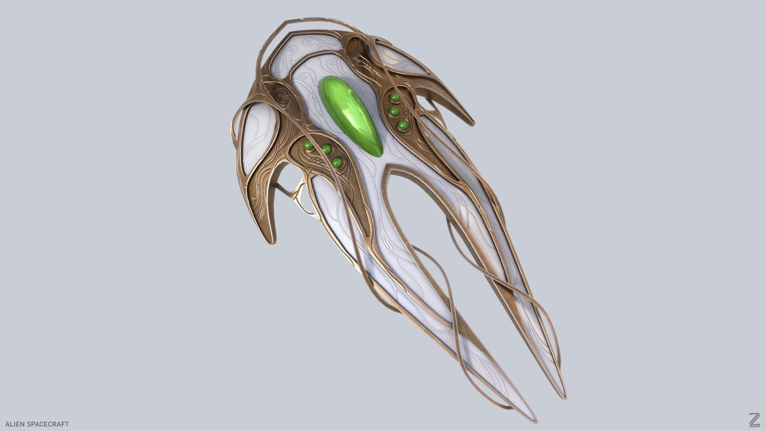 Alien spacecraft Low-poly 3D model_6