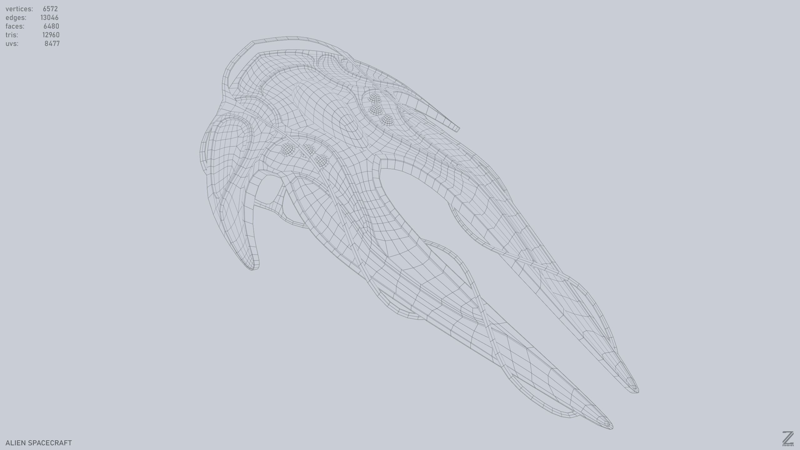 Alien spacecraft Low-poly 3D model_13