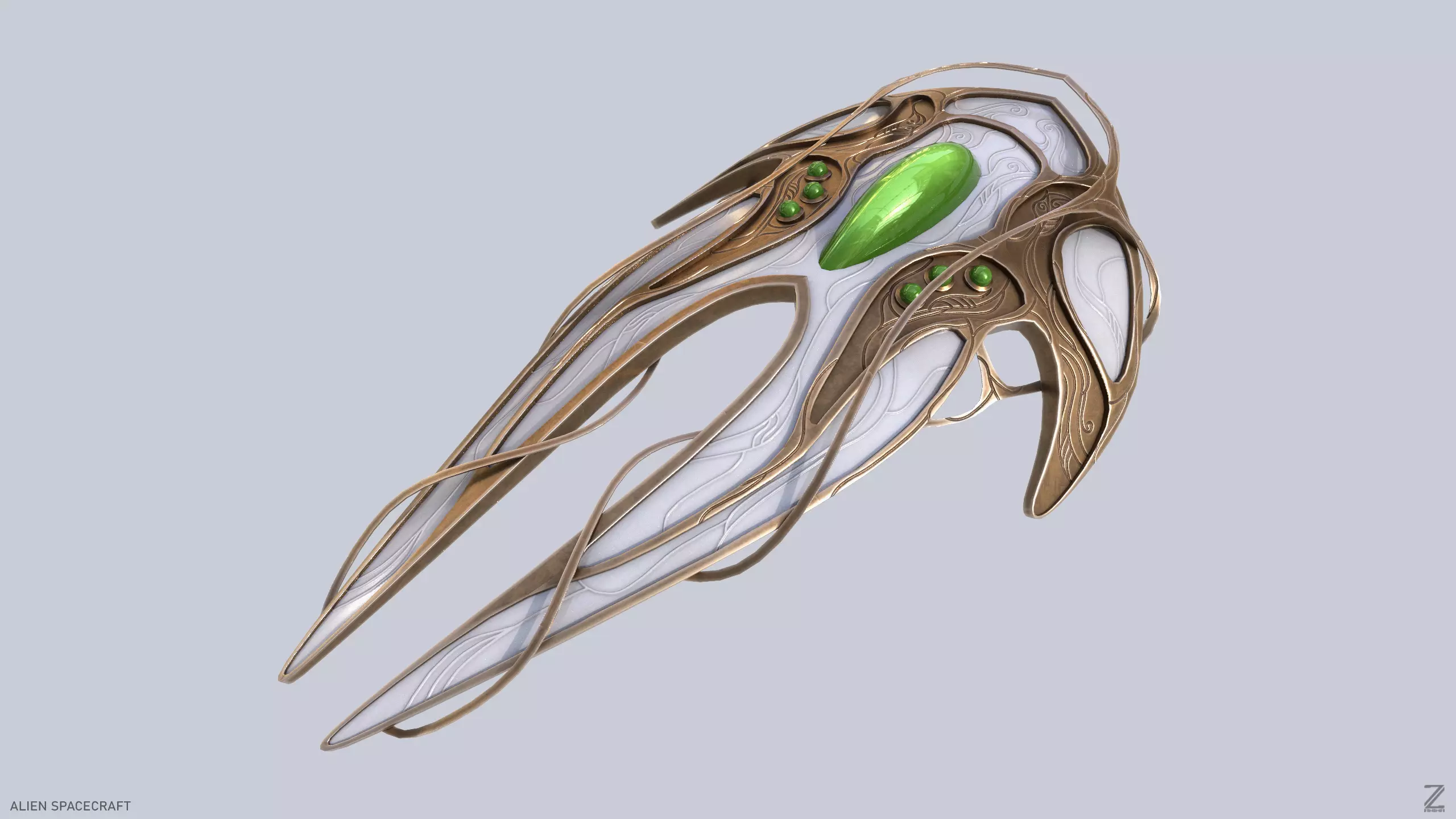 Alien spacecraft Low-poly 3D model_0