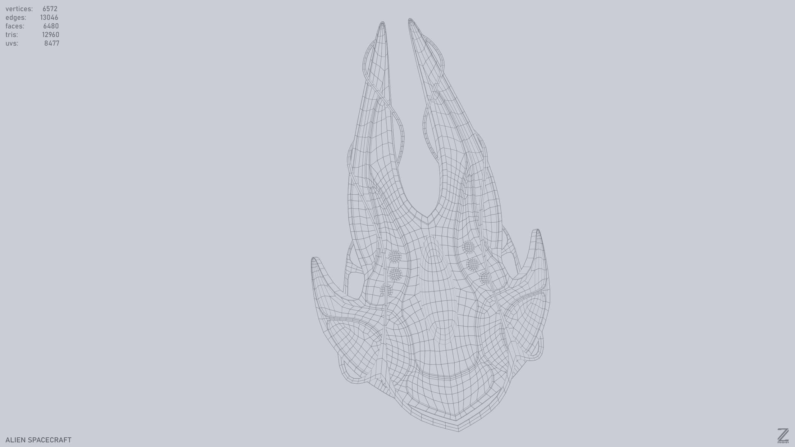 Alien spacecraft Low-poly 3D model_11