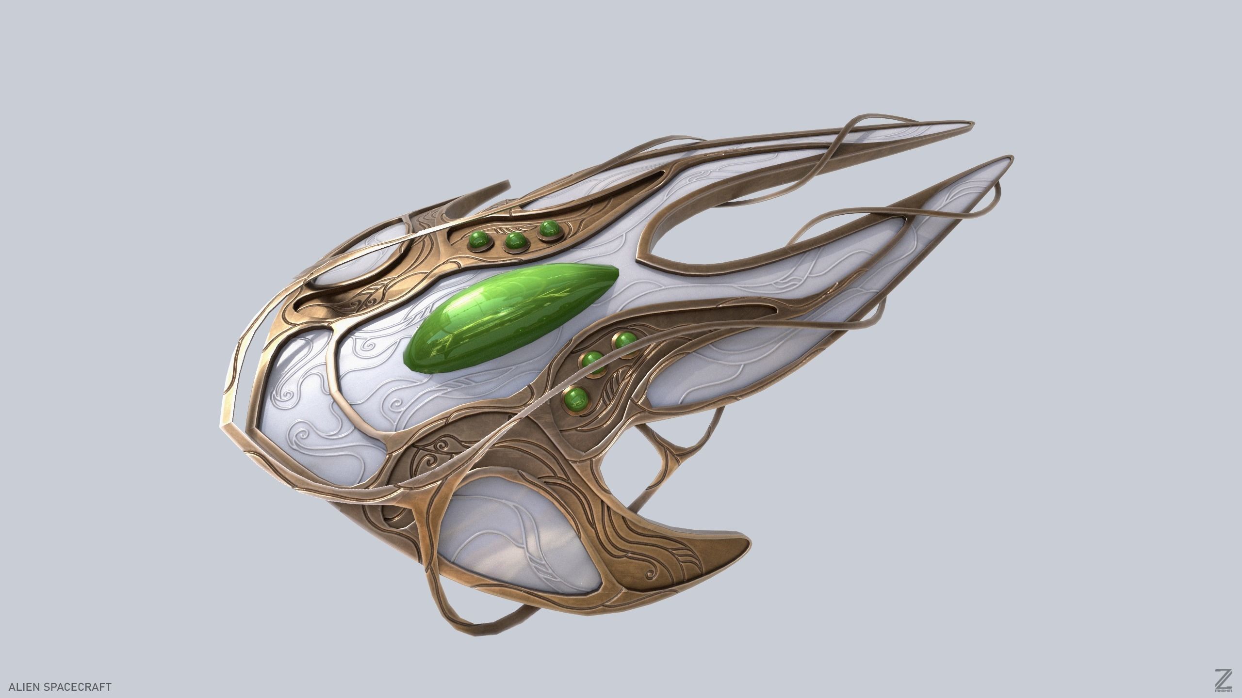 Alien spacecraft Low-poly 3D model_5