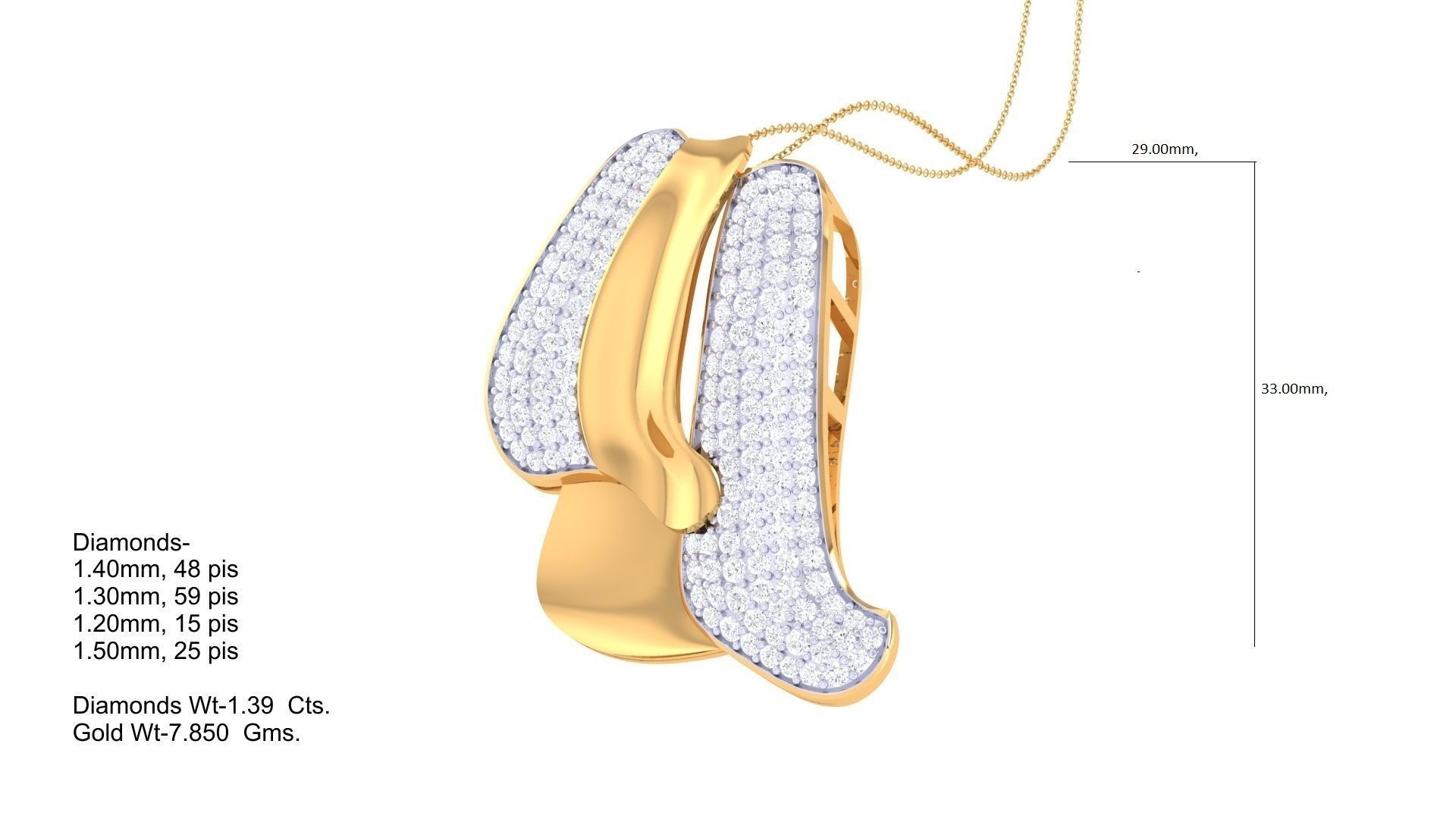 High Jewelry Pendant Necklace 3dm stl 3mf obj glb render 3D print model_1