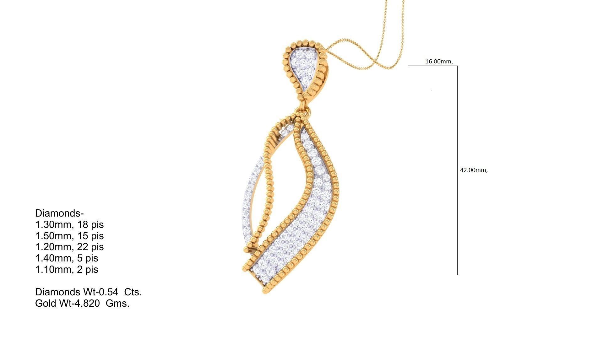 High Jewelry Pendant Necklace 3dm stl 3mf obj glb render 3D print model_1