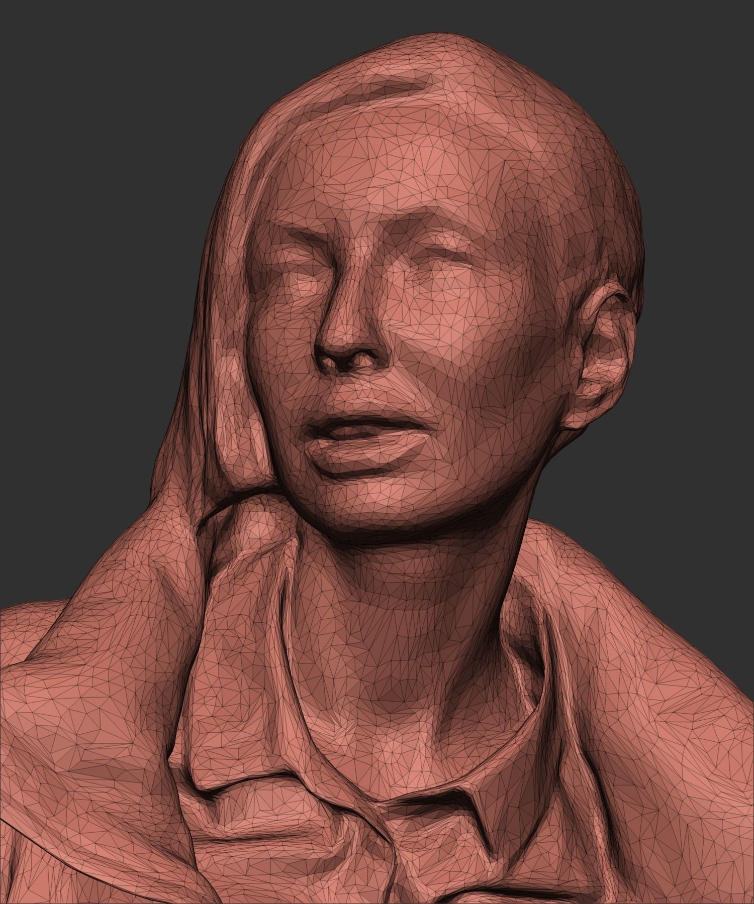 Pretty woman in black down jacket 405 Low-poly 3D model_8