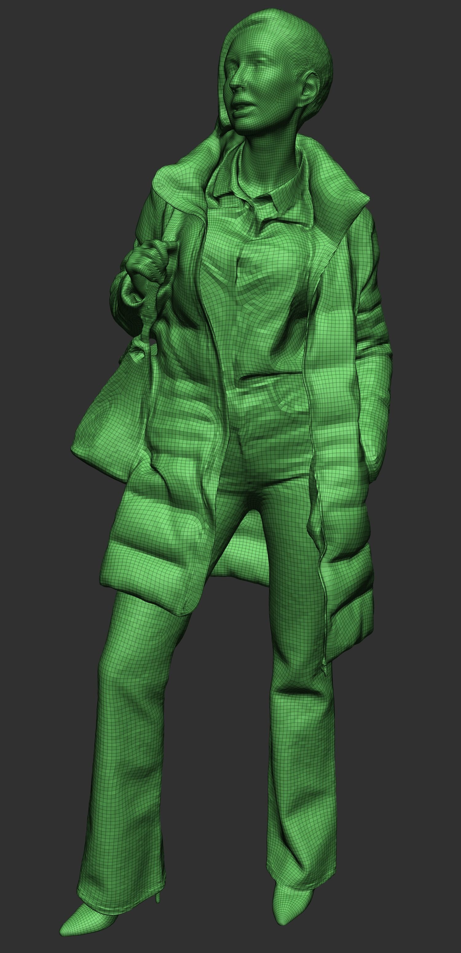 Pretty woman in black down jacket 405 Low-poly 3D model_5