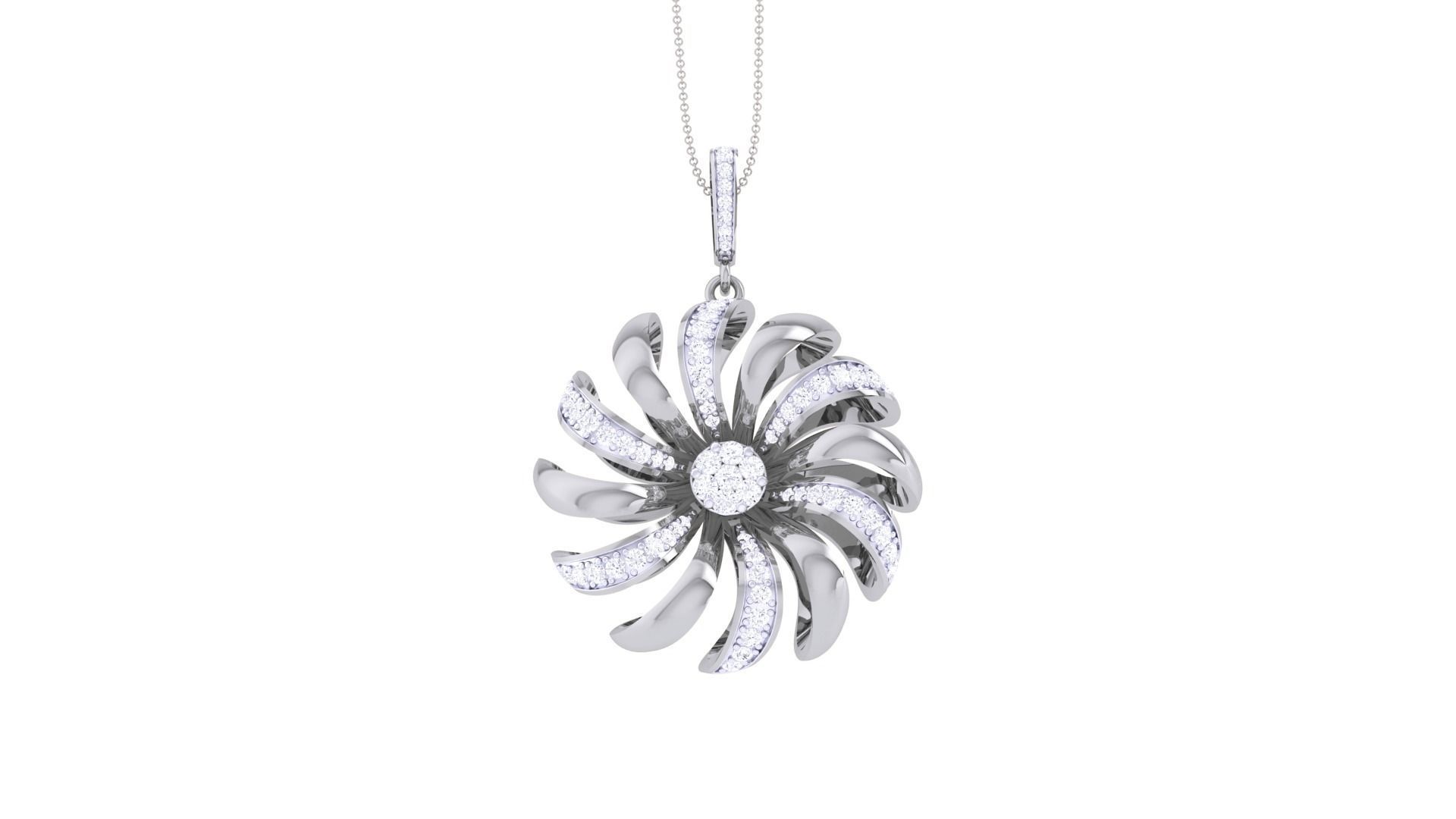 Flower High Jewelry Pendant Necklace 3dm stl 3mf obj glb render 3D print model_5