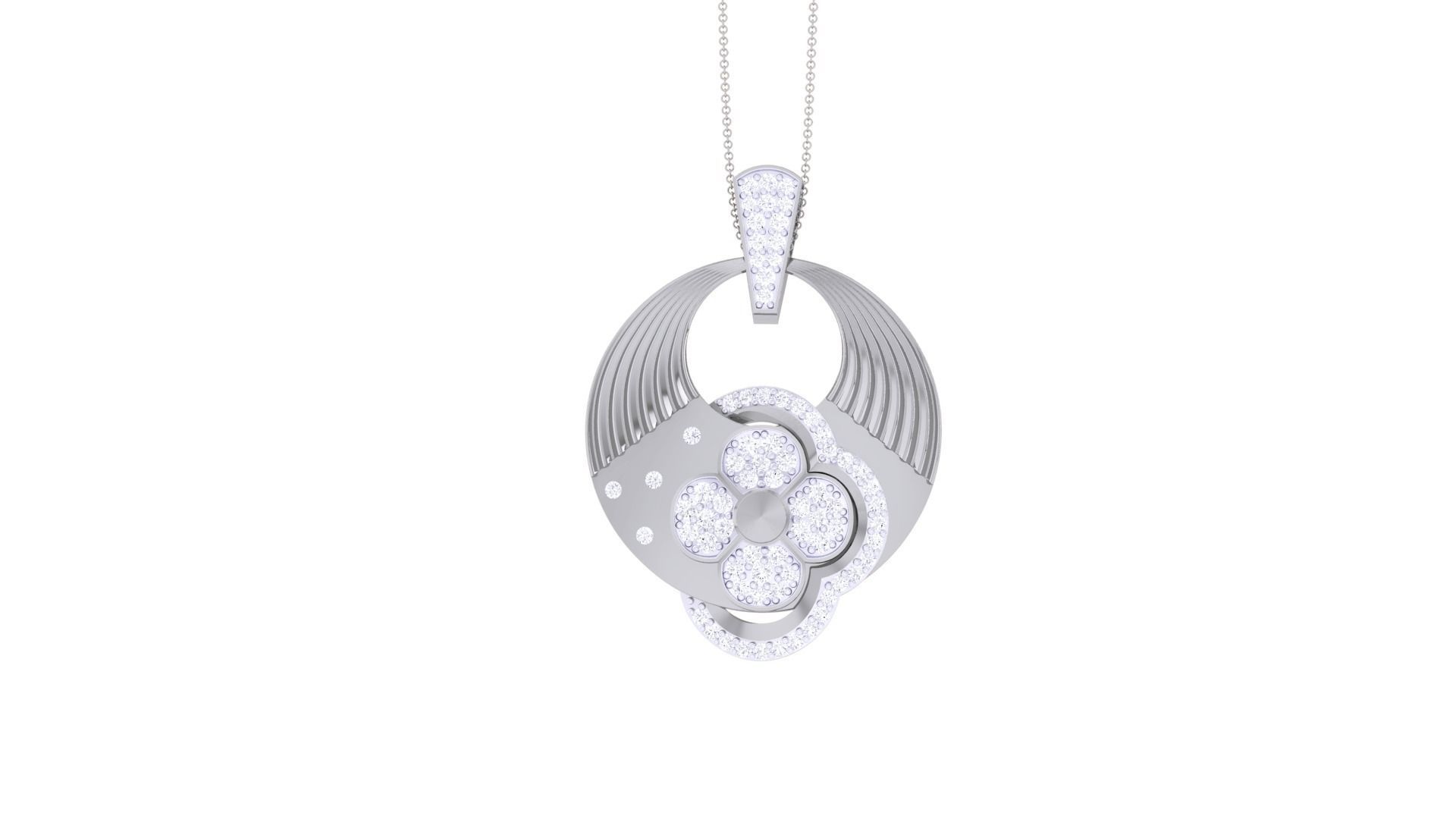 Flower High Jewelry Pendant Necklace 3dm stl 3mf obj glb render 3D print model_6
