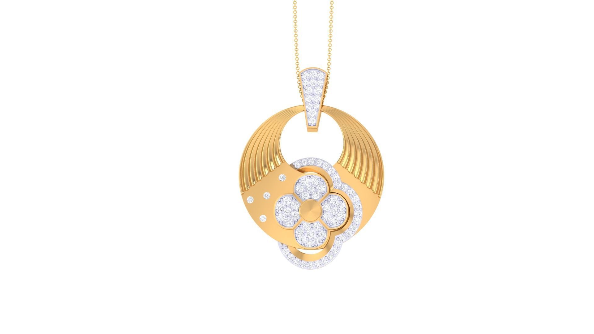 Flower High Jewelry Pendant Necklace 3dm stl 3mf obj glb render 3D print model_5