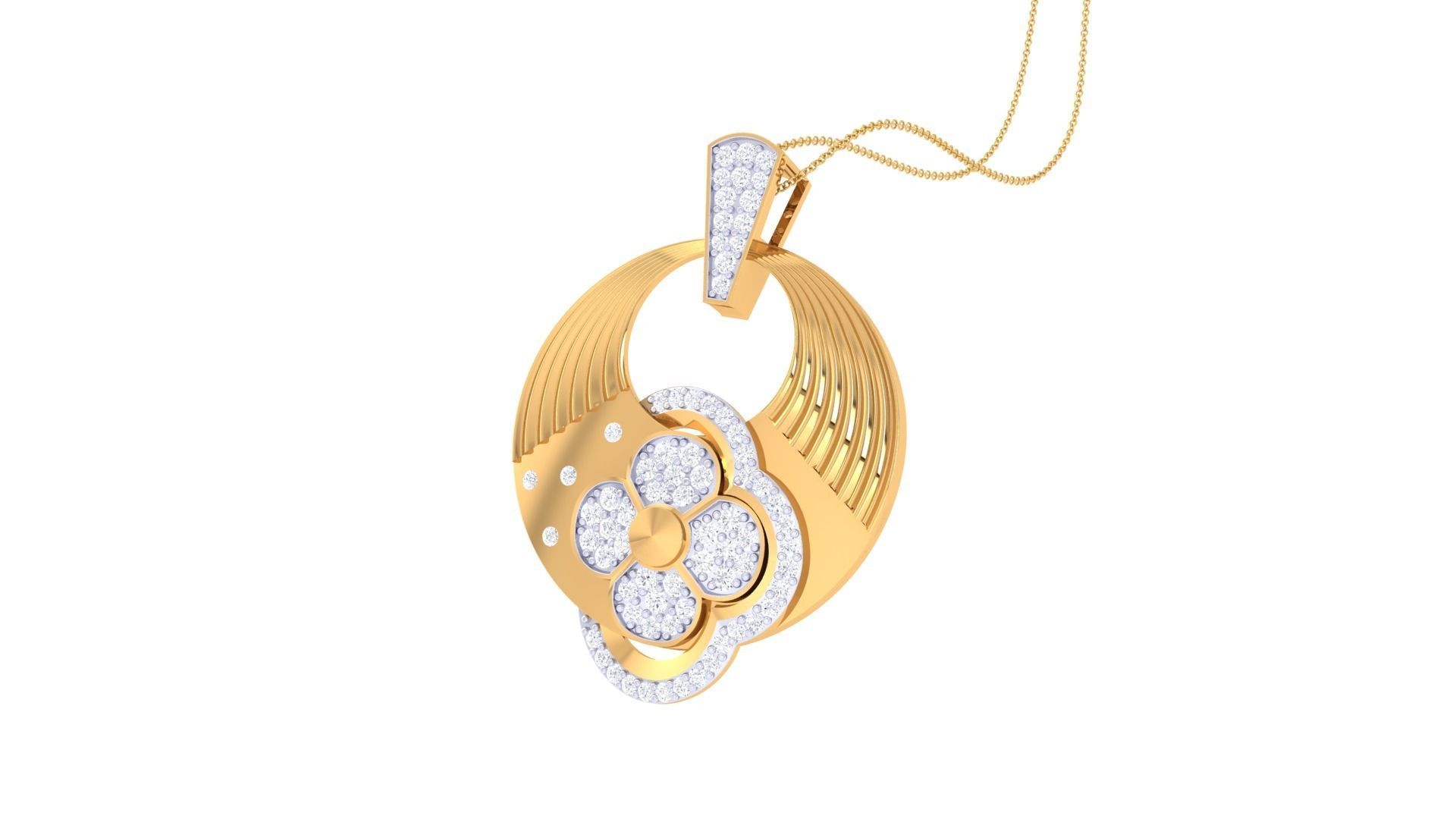 Flower High Jewelry Pendant Necklace 3dm stl 3mf obj glb render 3D print model_2