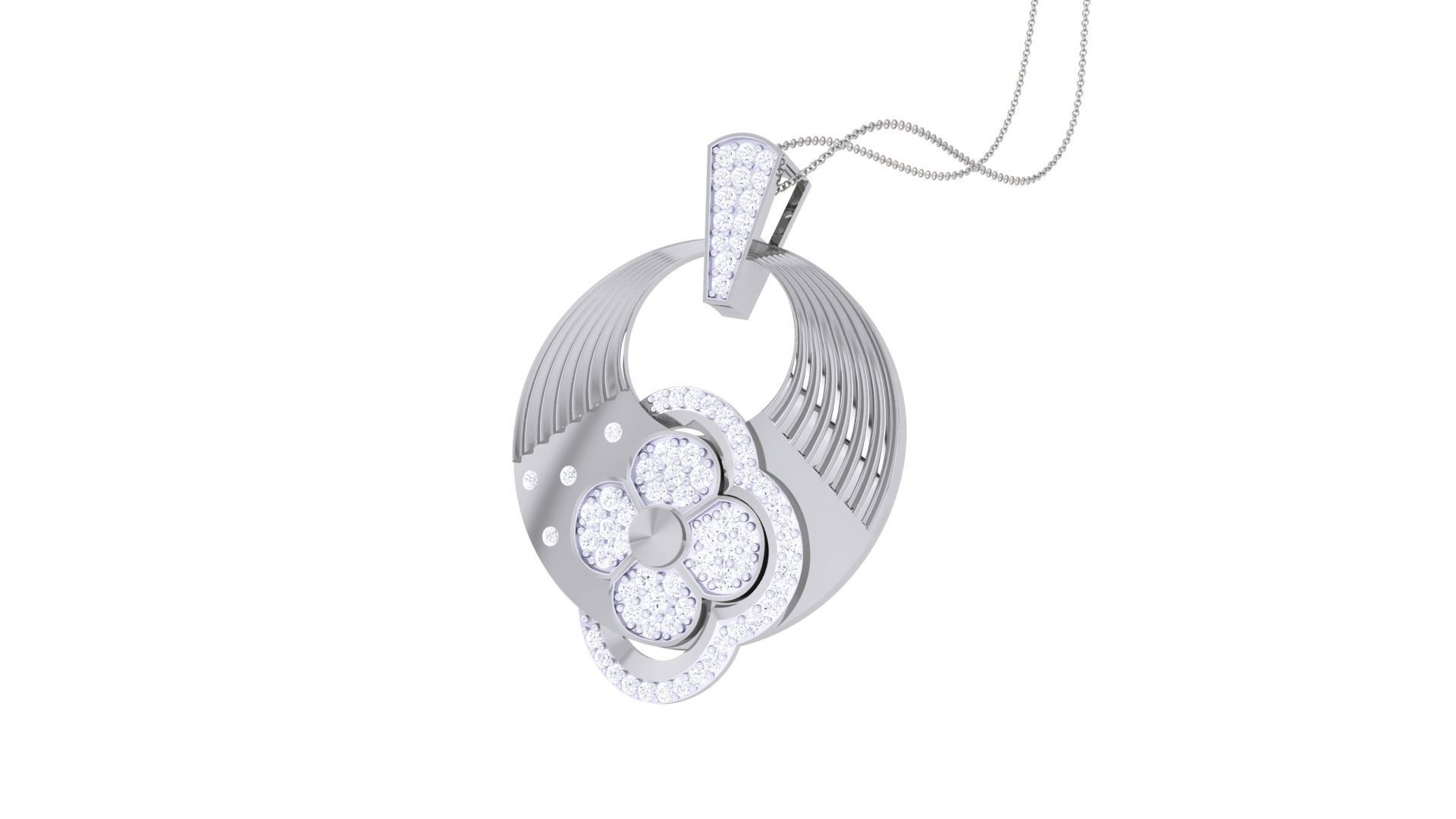 Flower High Jewelry Pendant Necklace 3dm stl 3mf obj glb render 3D print model_4