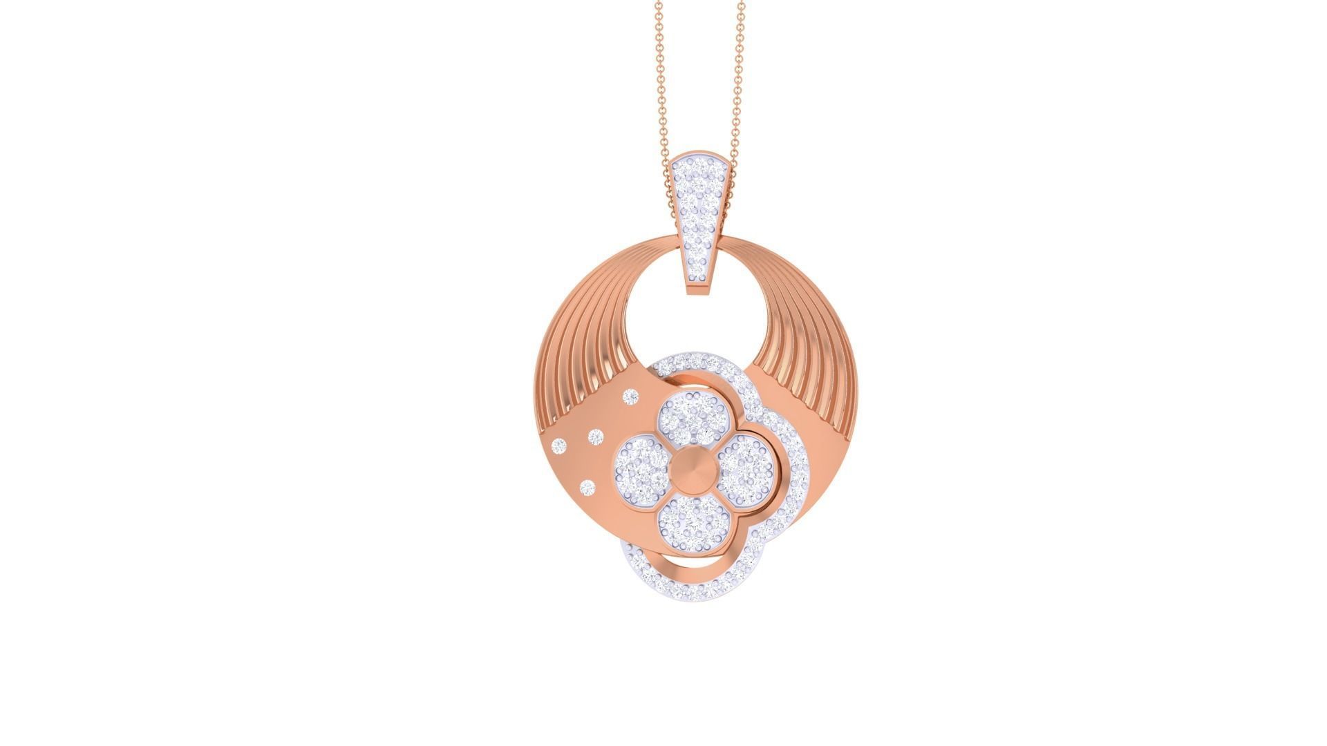 Flower High Jewelry Pendant Necklace 3dm stl 3mf obj glb render 3D print model_7