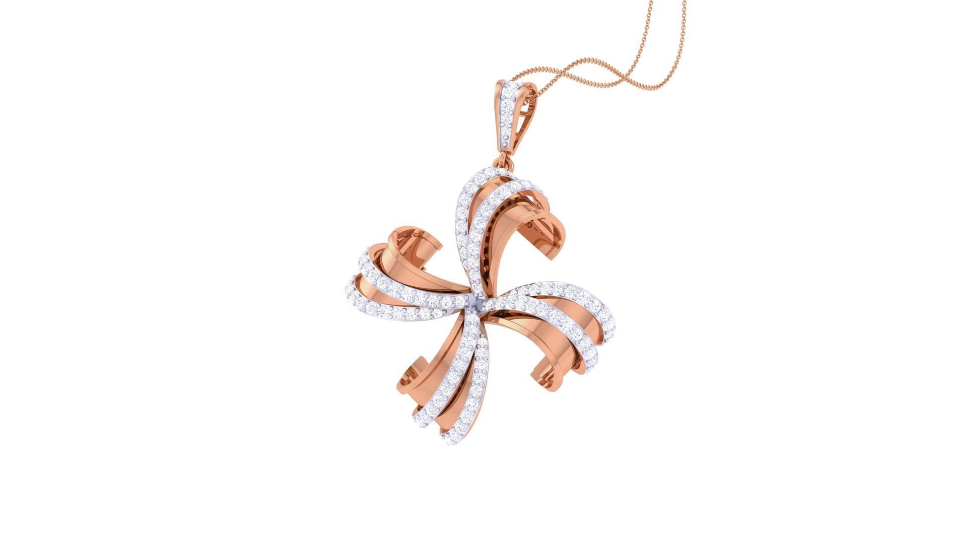 Flower High Jewelry Pendant Necklace 3dm stl 3mf obj glb render 3D print model_4