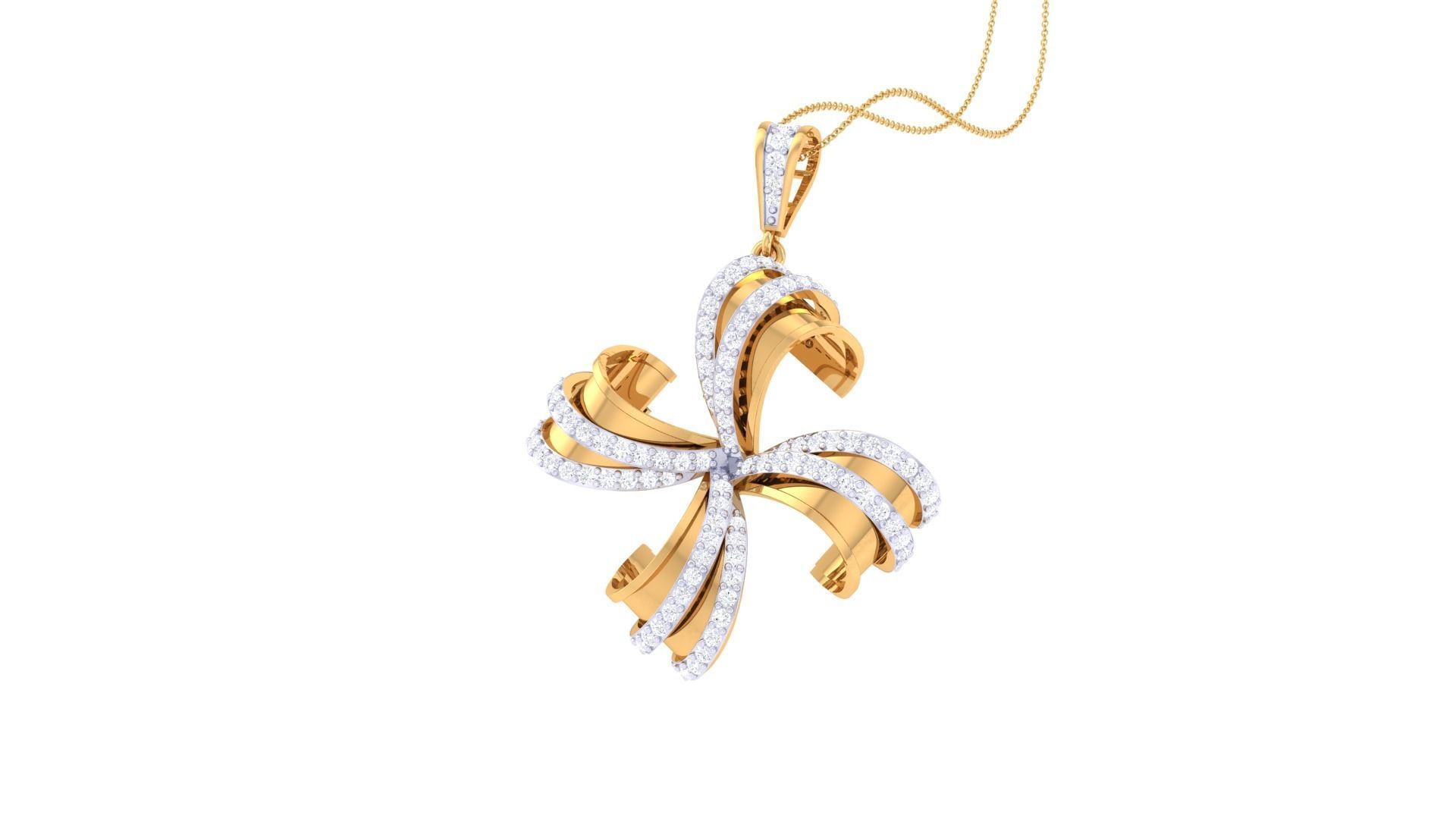 Flower High Jewelry Pendant Necklace 3dm stl 3mf obj glb render 3D print model_3