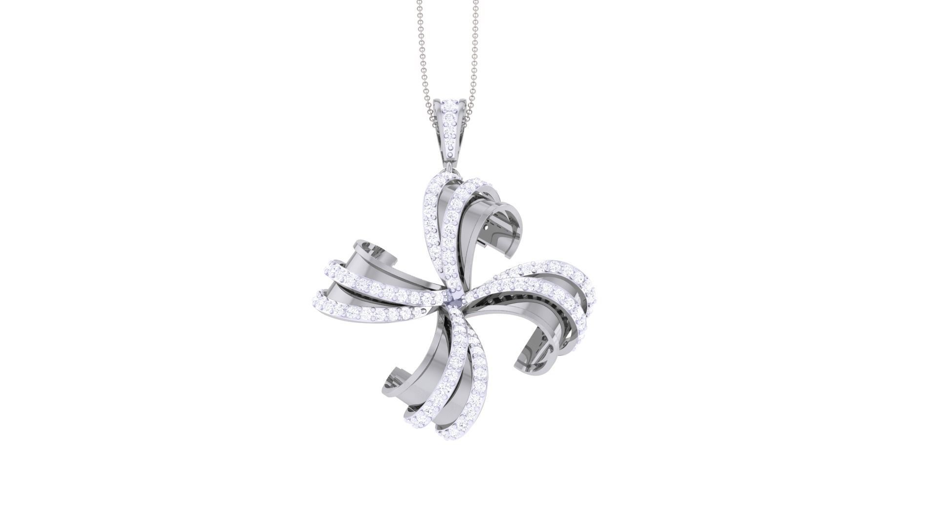 Flower High Jewelry Pendant Necklace 3dm stl 3mf obj glb render 3D print model_7