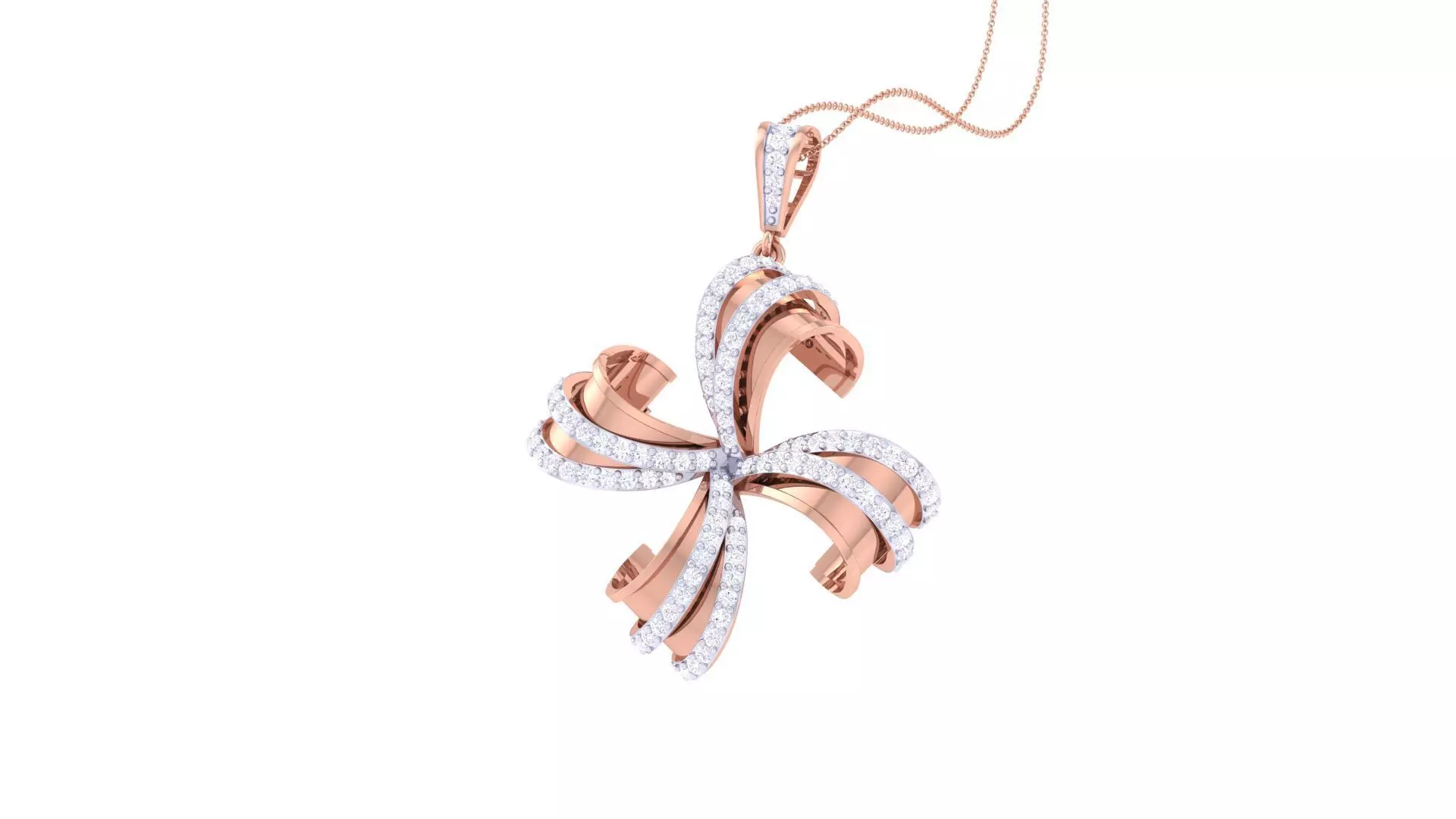 Flower High Jewelry Pendant Necklace 3dm stl 3mf obj glb render 3D print model_0