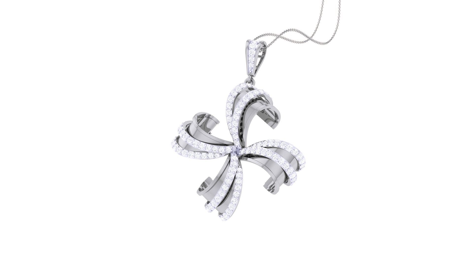 Flower High Jewelry Pendant Necklace 3dm stl 3mf obj glb render 3D print model_2