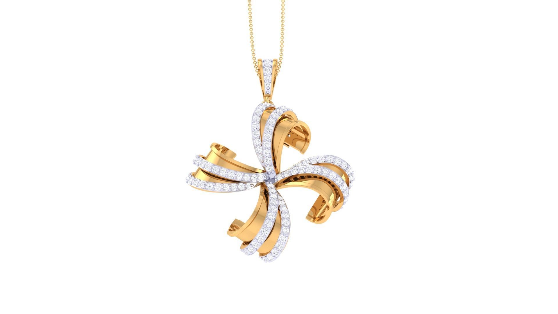 Flower High Jewelry Pendant Necklace 3dm stl 3mf obj glb render 3D print model_5