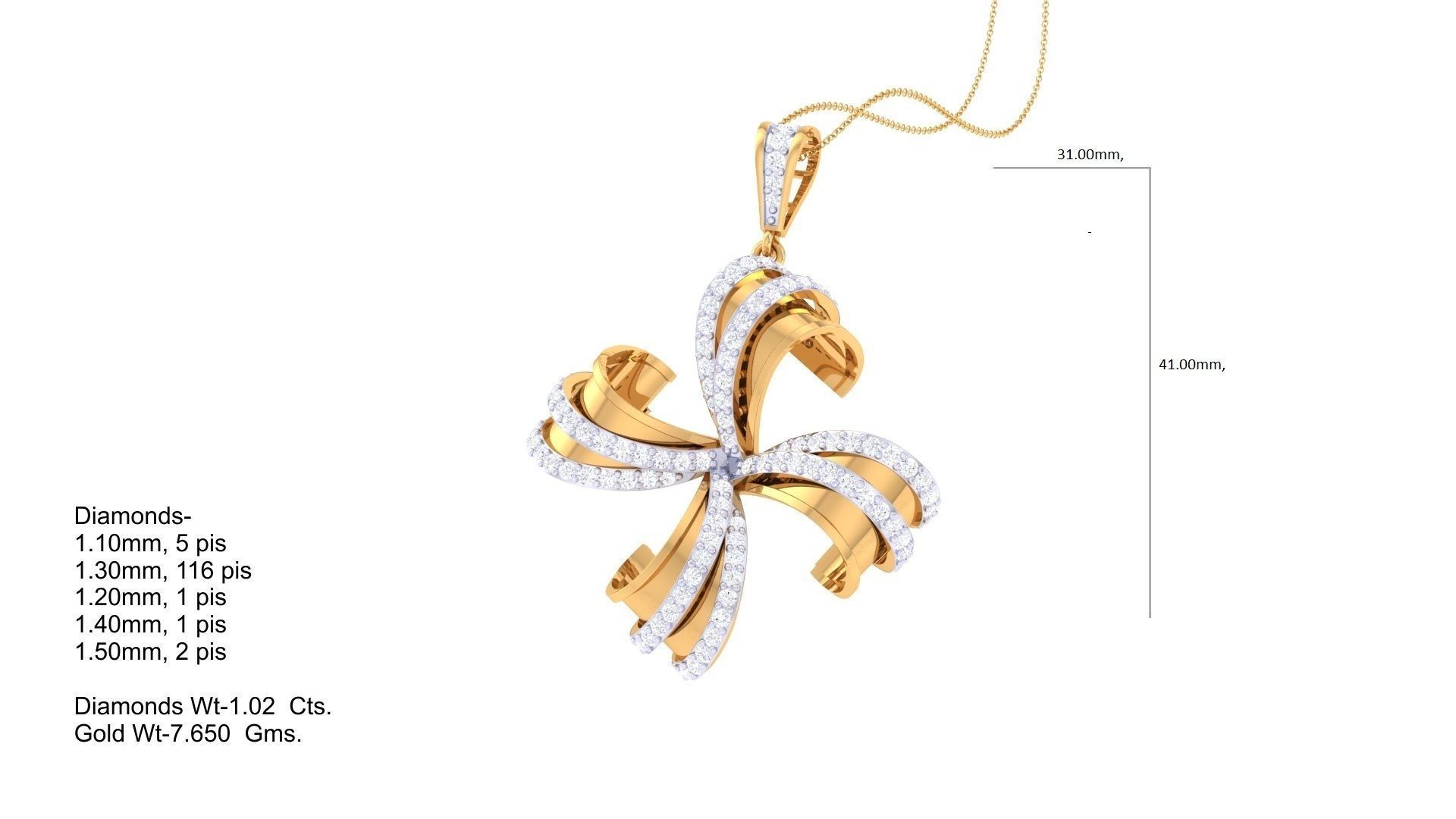 Flower High Jewelry Pendant Necklace 3dm stl 3mf obj glb render 3D print model_1